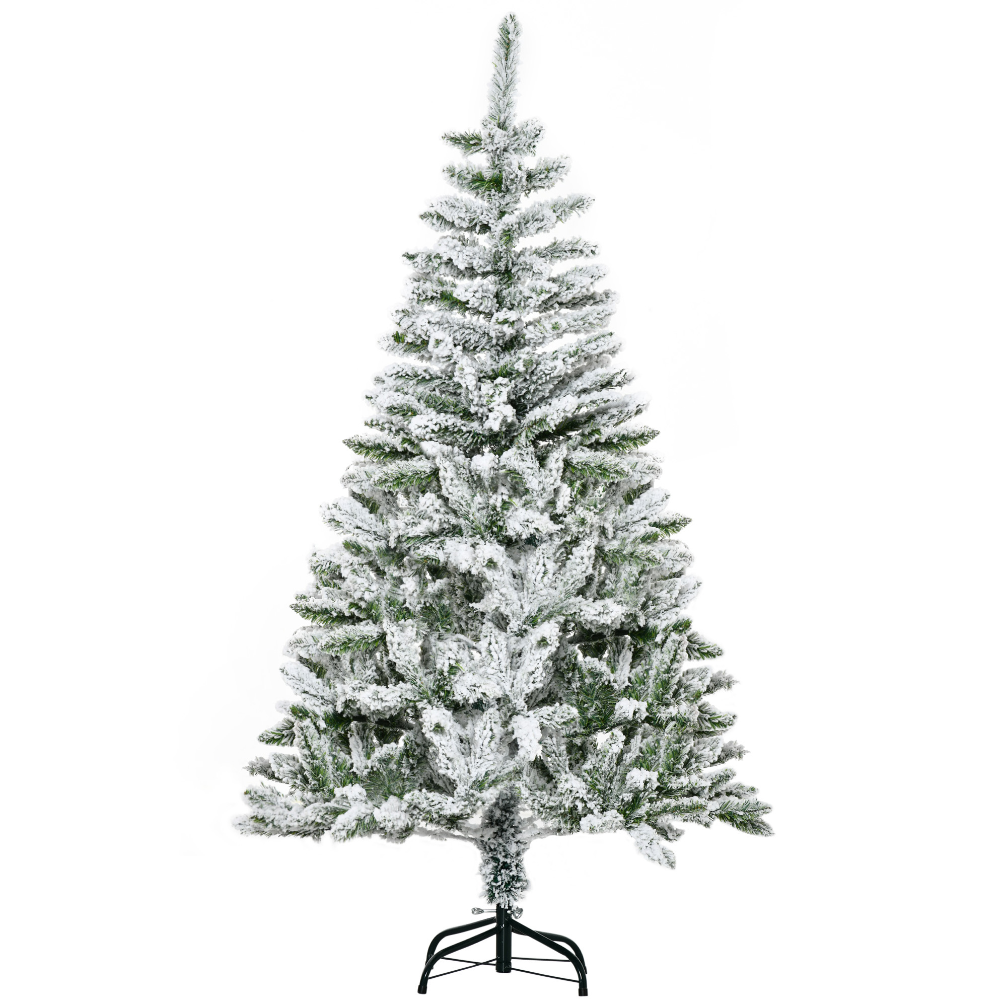 Debbie 5 Foot Snow Flocked Artificial Christmas Tree Xmas Pine Tree with 358 Realistic Branches Auto Open and Steel Base Green - Life Essentials