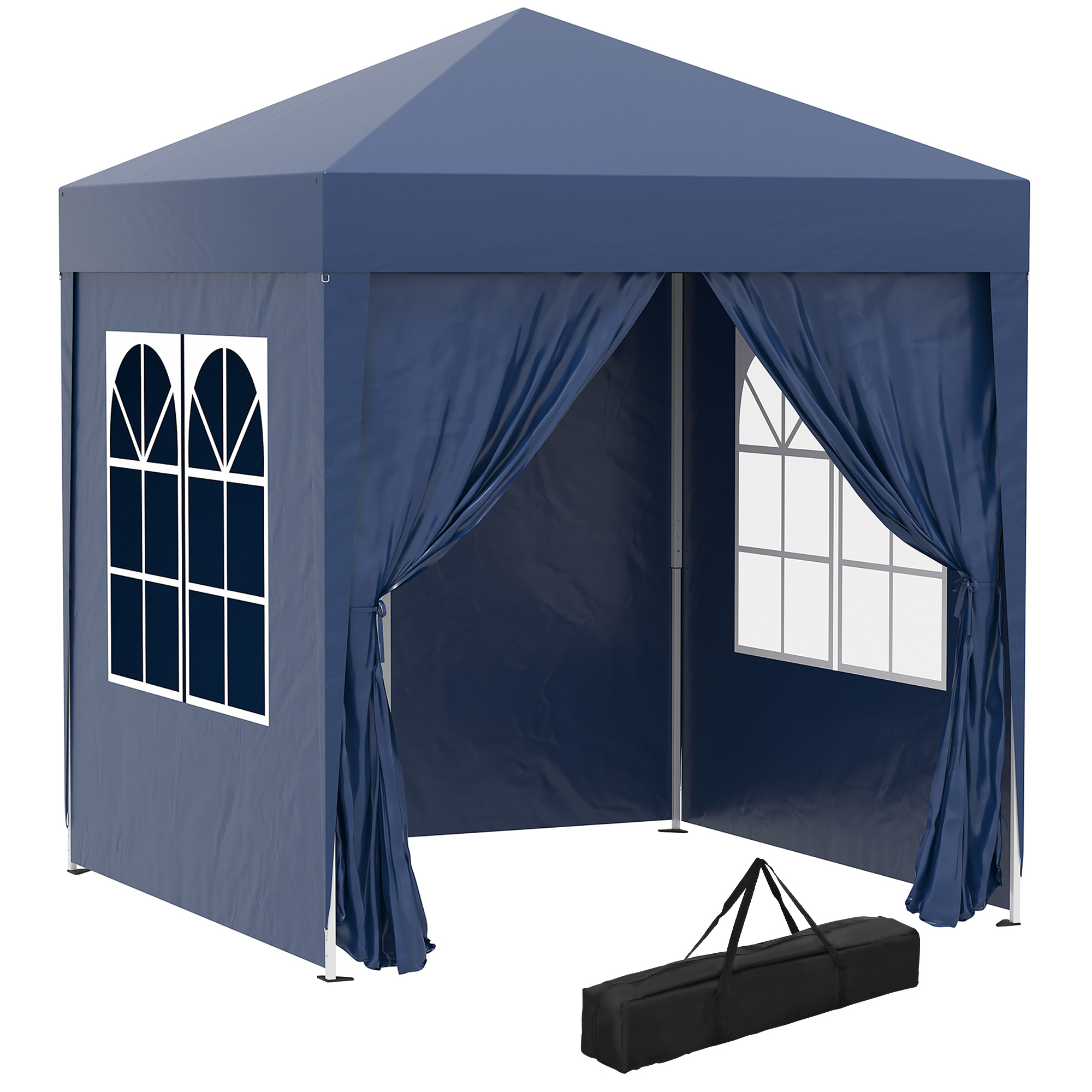 2x2m Garden Pop Up Gazebo Marquee Party Tent Wedding Awning Canopy W/ free Carrying Case + Removable 2 Walls 2 Windows-Blue - Life Essentials