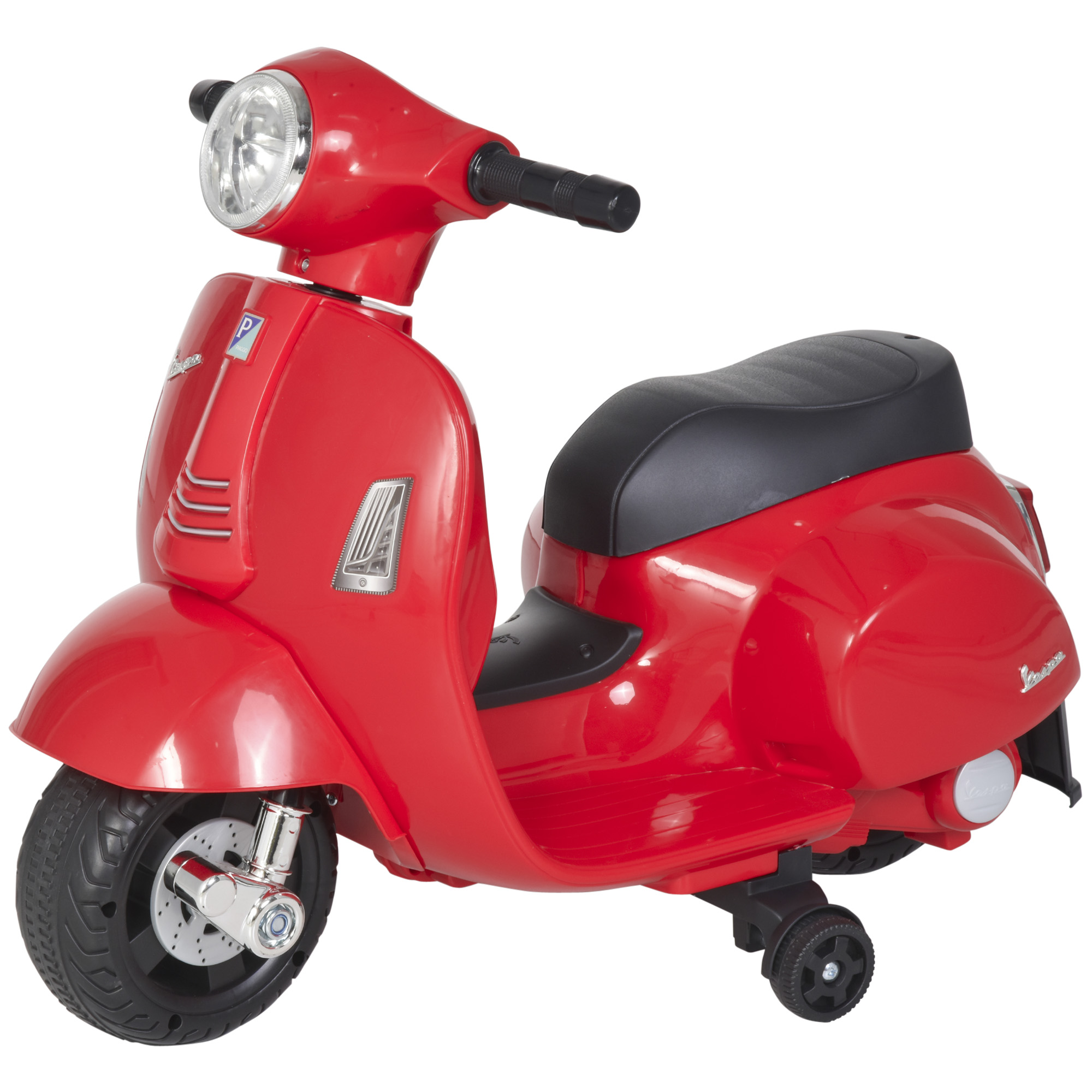 Vespa Licensed Kids Ride On Motorcycle 6V Battery Powered Electric Trike Toys for 18-36 Months with Horn Headlight Red - Life Essentials