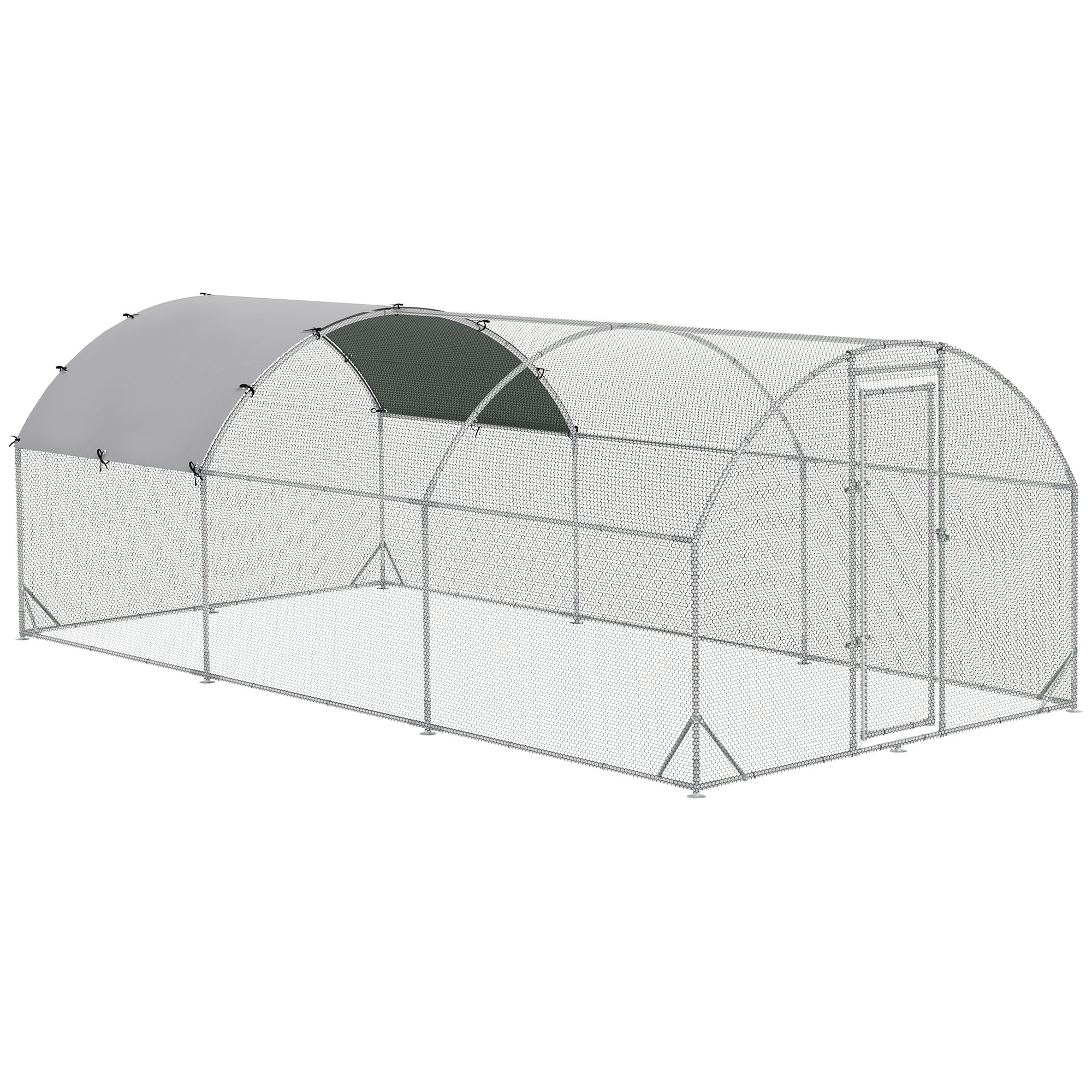 Galvanised Chicken Coop Hen House w/ Cover 5.7 x 2.8 x 2m - Life Essentials