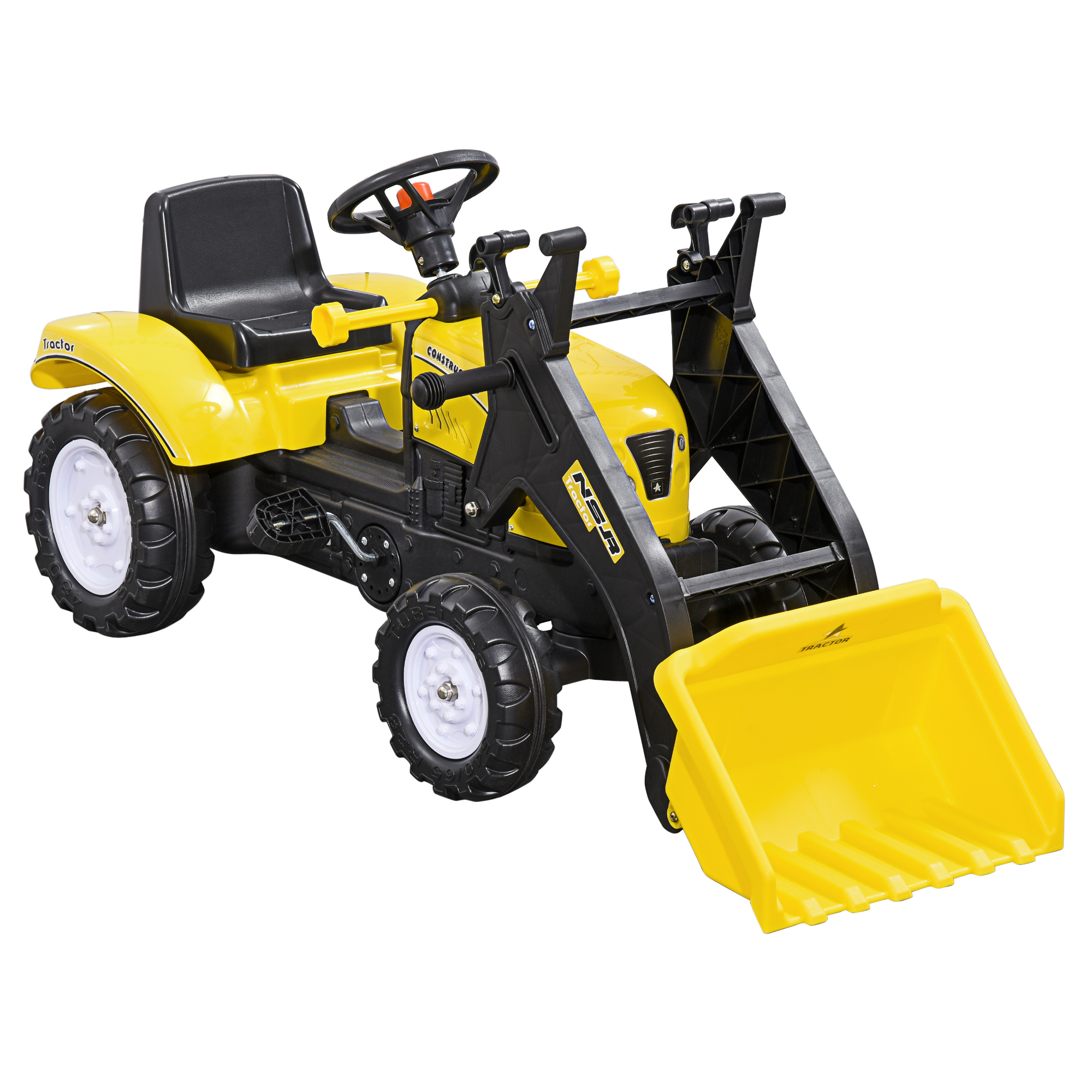 Pedal Go Kart Ride On Excavator W/ Front Loader Digger Four Wheels Child Toy, for 3 Years Old - Life Essentials