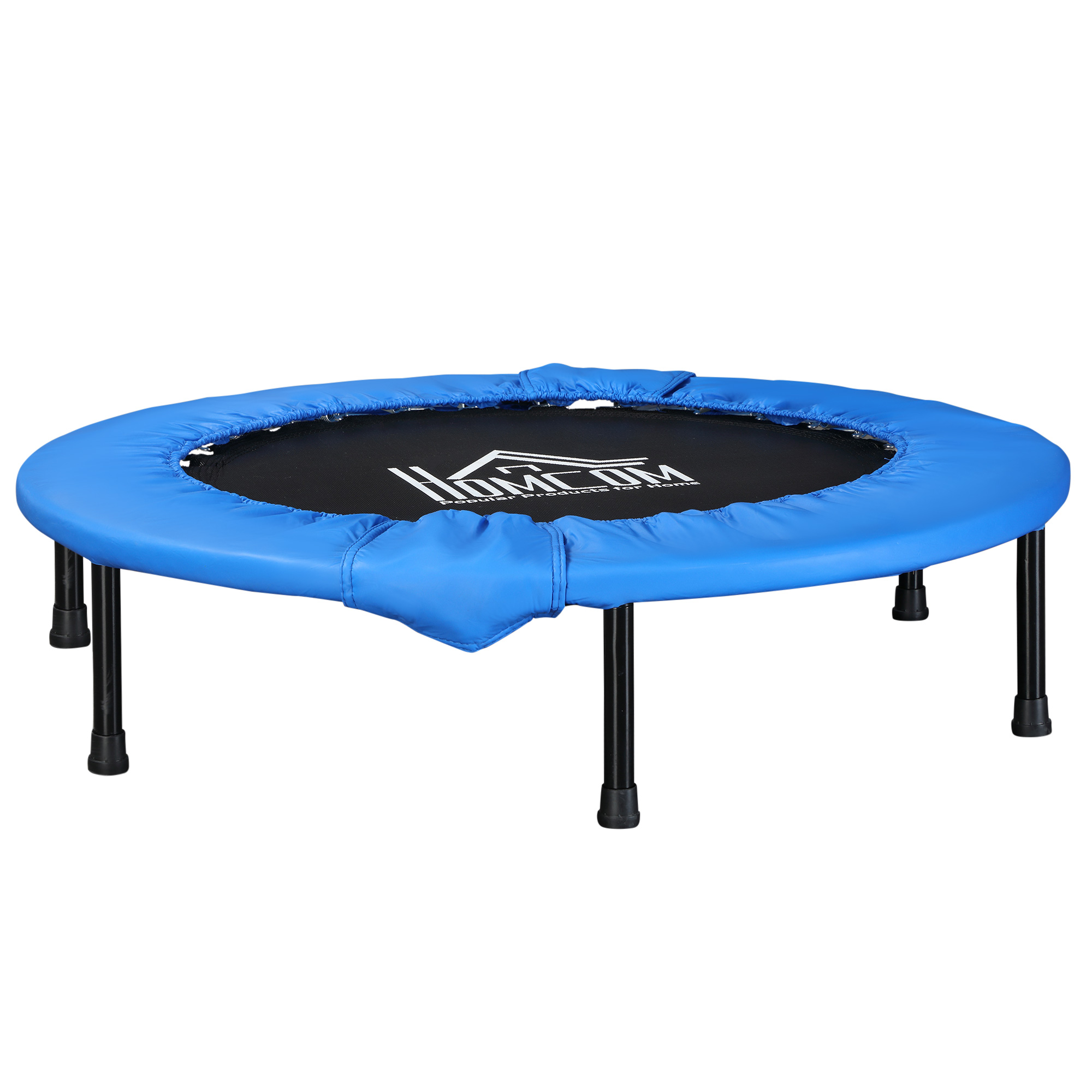 Soozier ?96cm Foldable Mini Fitness Trampoline Home Gym Yoga Exercise Rebounder Indoor Outdoor Jumper w/ Safety Pad, Blue and Black - Life Essentials