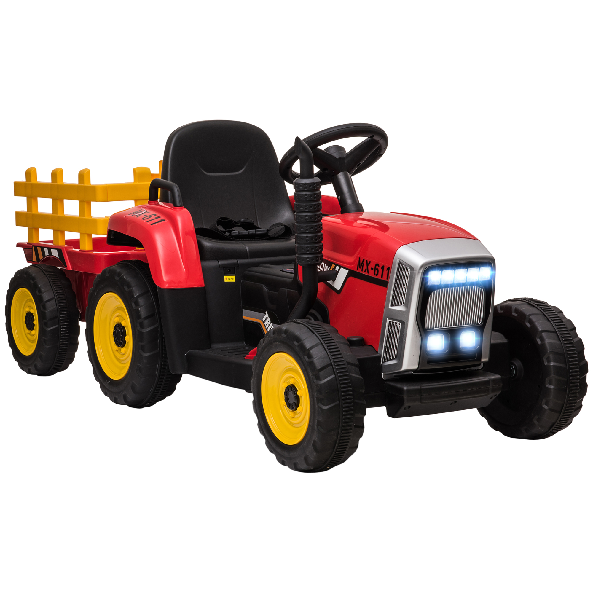 Kids Ride On Tractor with Detachable Trailer and Music Sounds - Life Essentials