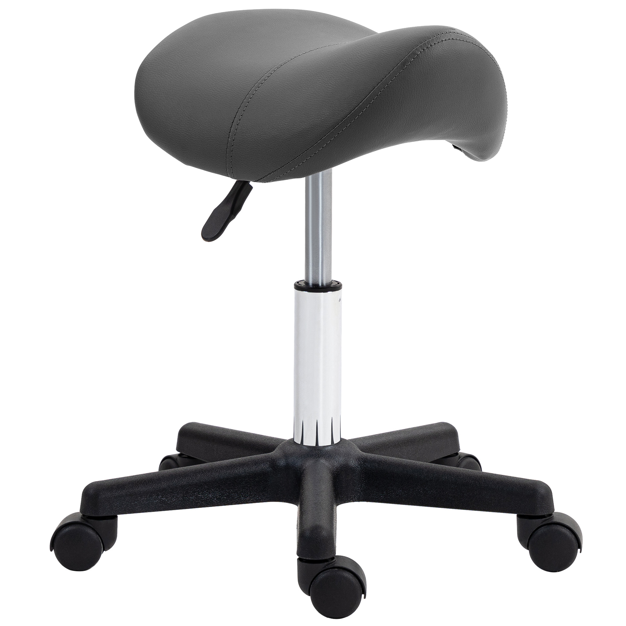 Scott PU Leather Rolling Salon Chair with Steel Frame - Grey - Life Essentials
