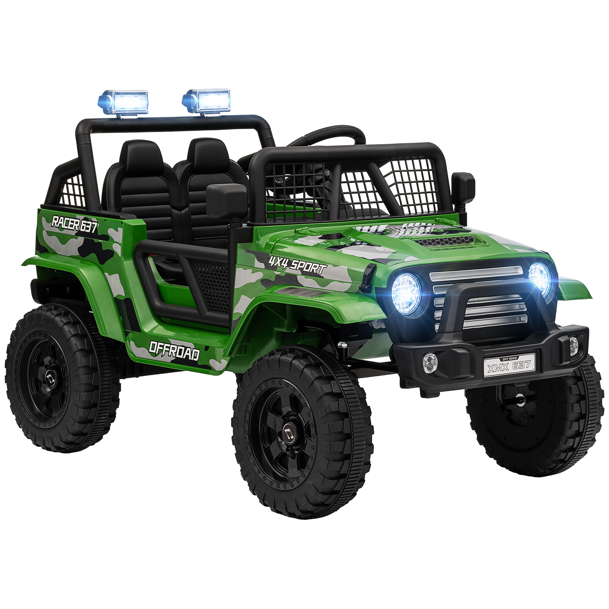 AIVAGO 12V Battery Powered Kids Ride On Car, Electric Truck w/ Spring Suspension, Remote, Music Horn Lights - Green - Life Essentials