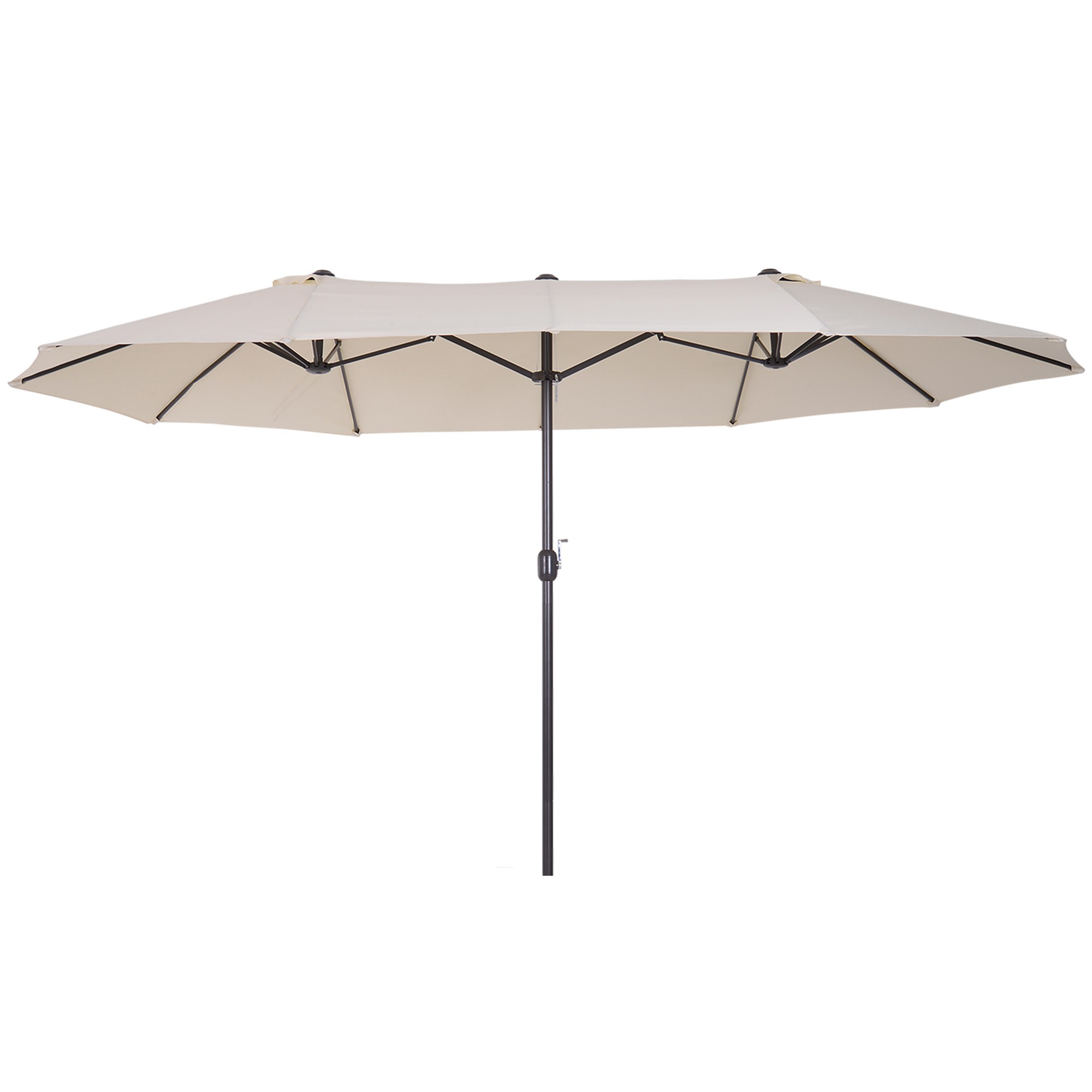 4.6m Garden Parasol Double-Sided Sun Umbrella Patio Market Shelter Canopy Shade Outdoor Beige - NO BASE - Life Essentials