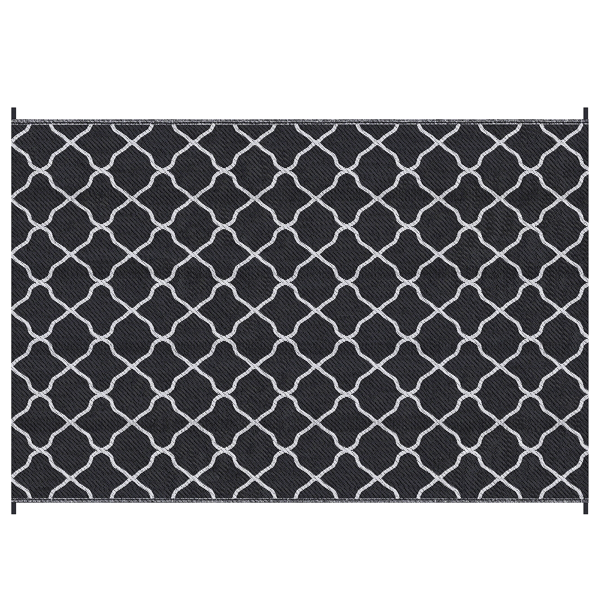 Reversible Outdoor Rug, Plastic Straw Mat w/ Carry Bag Ground Stakes for Garden RV Picnic Beach Camping 182x274cm Black - Life Essentials