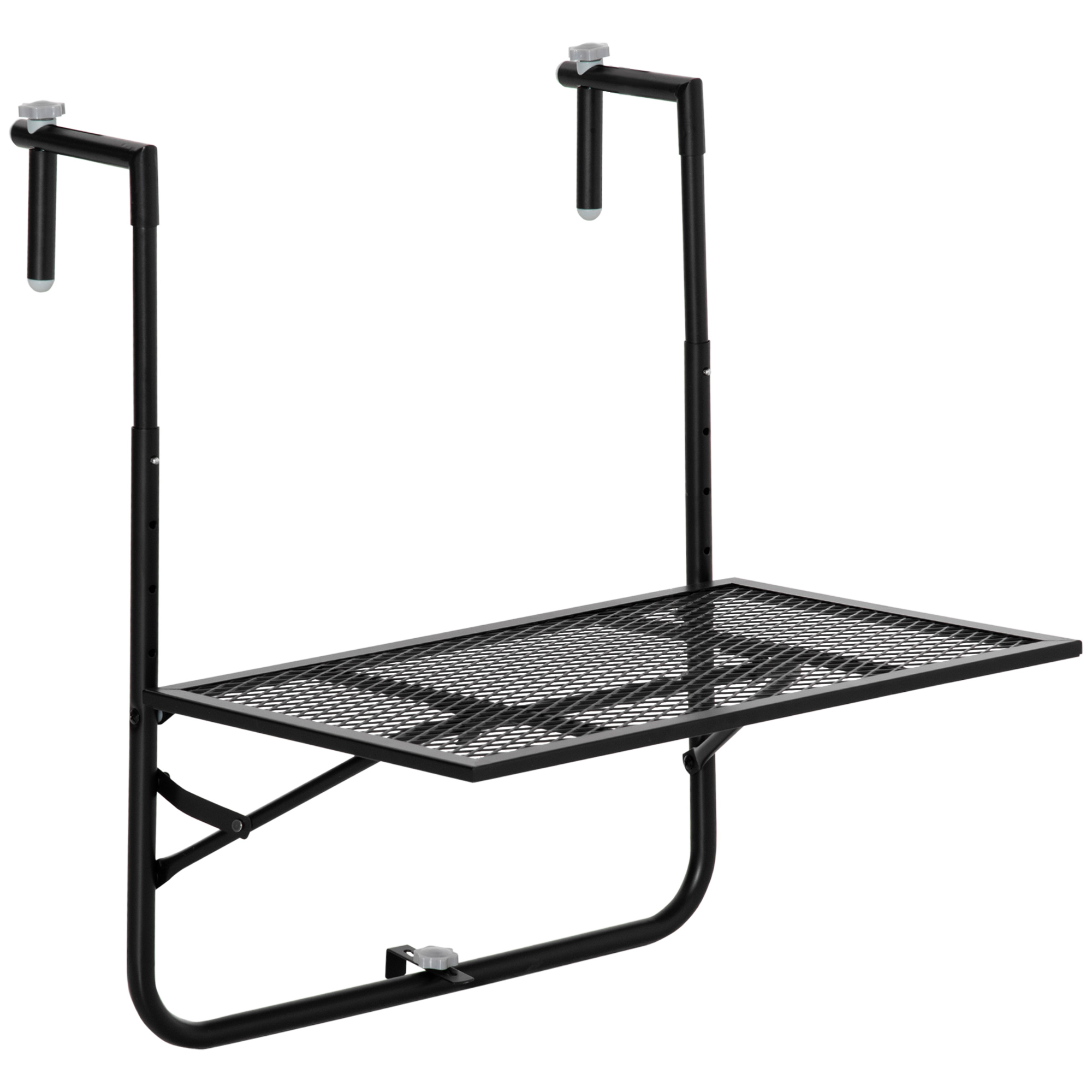 Balcony Hanging Table, Metal Wall Mount Desk, Adjustable Folding Balcony Deck Table for Patio and Garden, Black - Life Essentials
