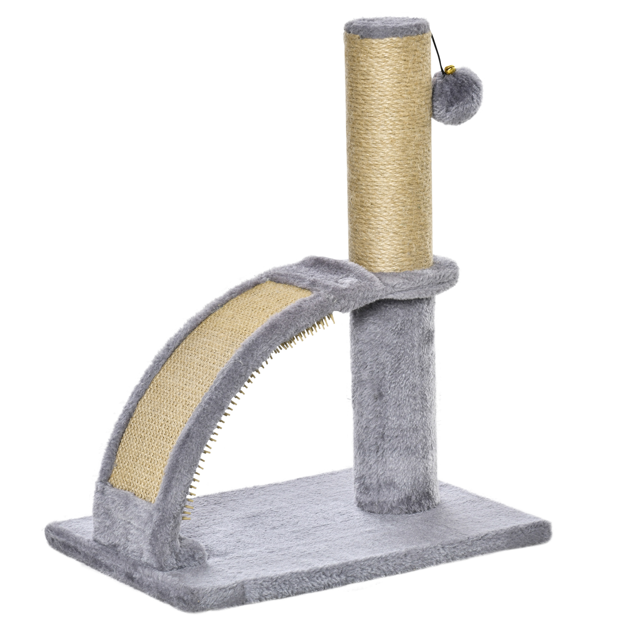 Cat Tree Tower Climbing Activity Center Kitten Furniture with Jute Post Scratching Massage Board Hanging Ball with Bell 34 x 24 x 43cm Grey - Life 