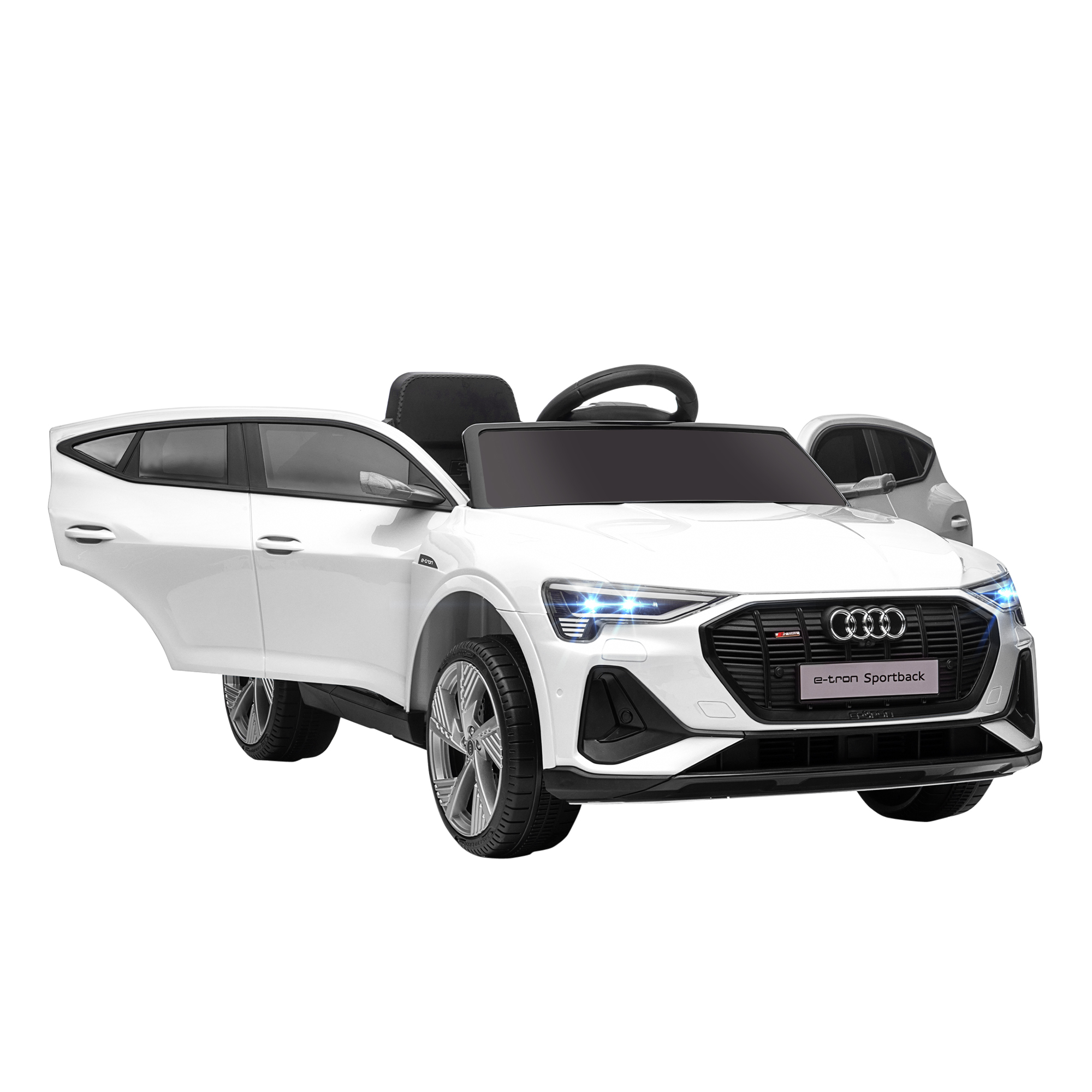 12V Kids Electric Ride On Car with Remote Control, Lights, Music, Horn - White - Life Essentials