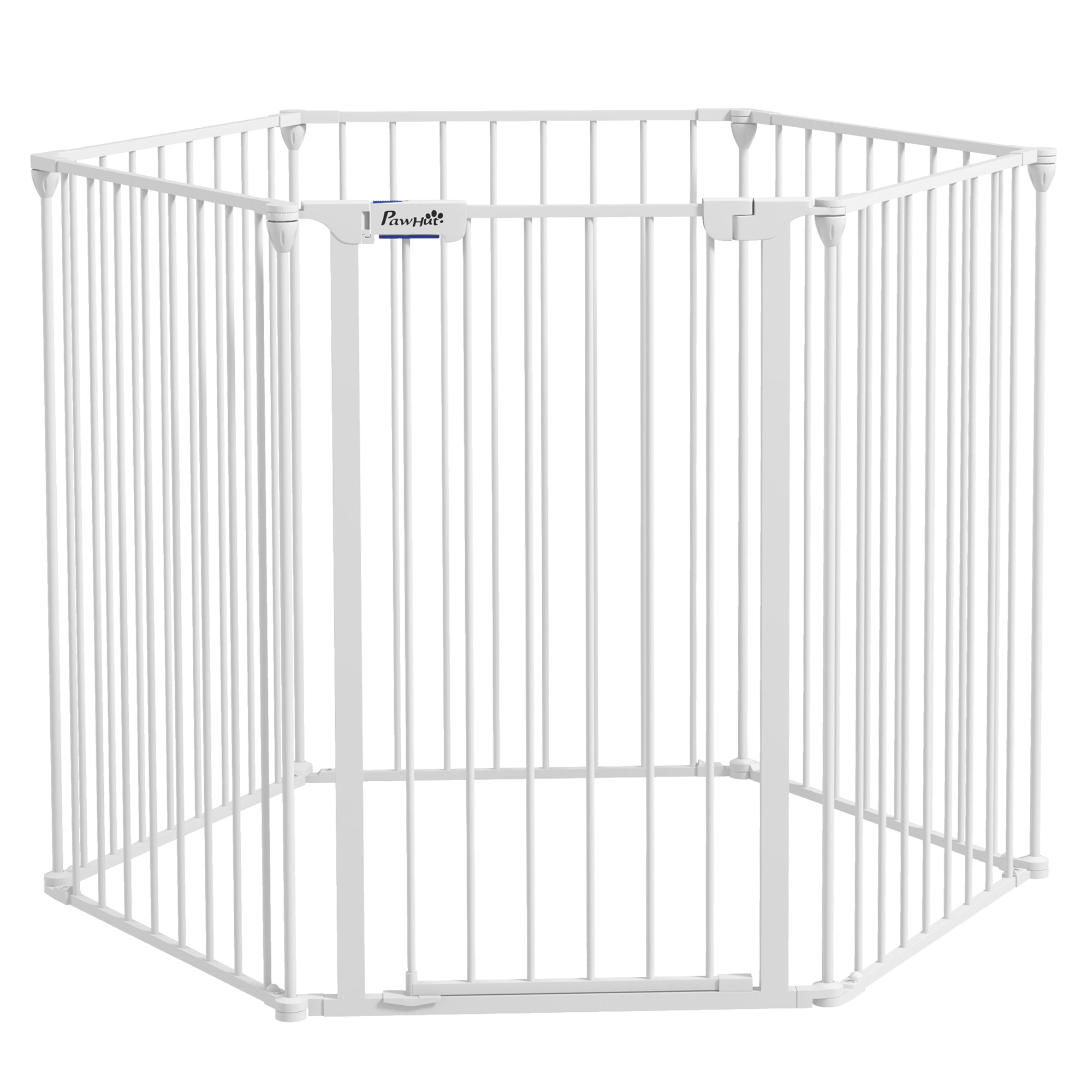 Dog Playpen, Foldable Dog Pen, Metal Rabbit Run, Pet Crate Fence with Door for Indoor and Outdoor, 90H x 123L x 102Wcm, White - Life Essentials