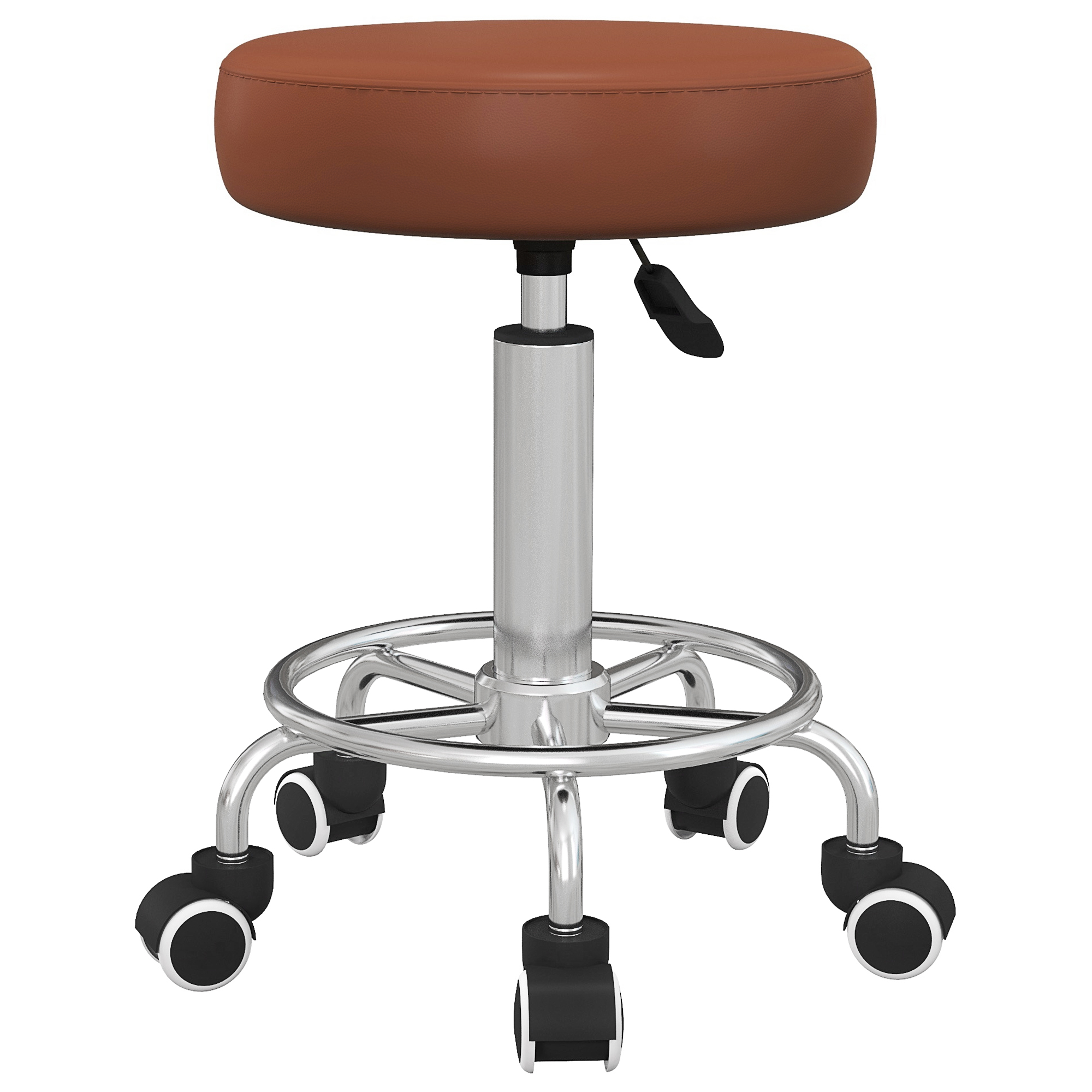 Preston PU Leather Height Adjustable Stool Chair for Salon - Brown - Life Essentials
