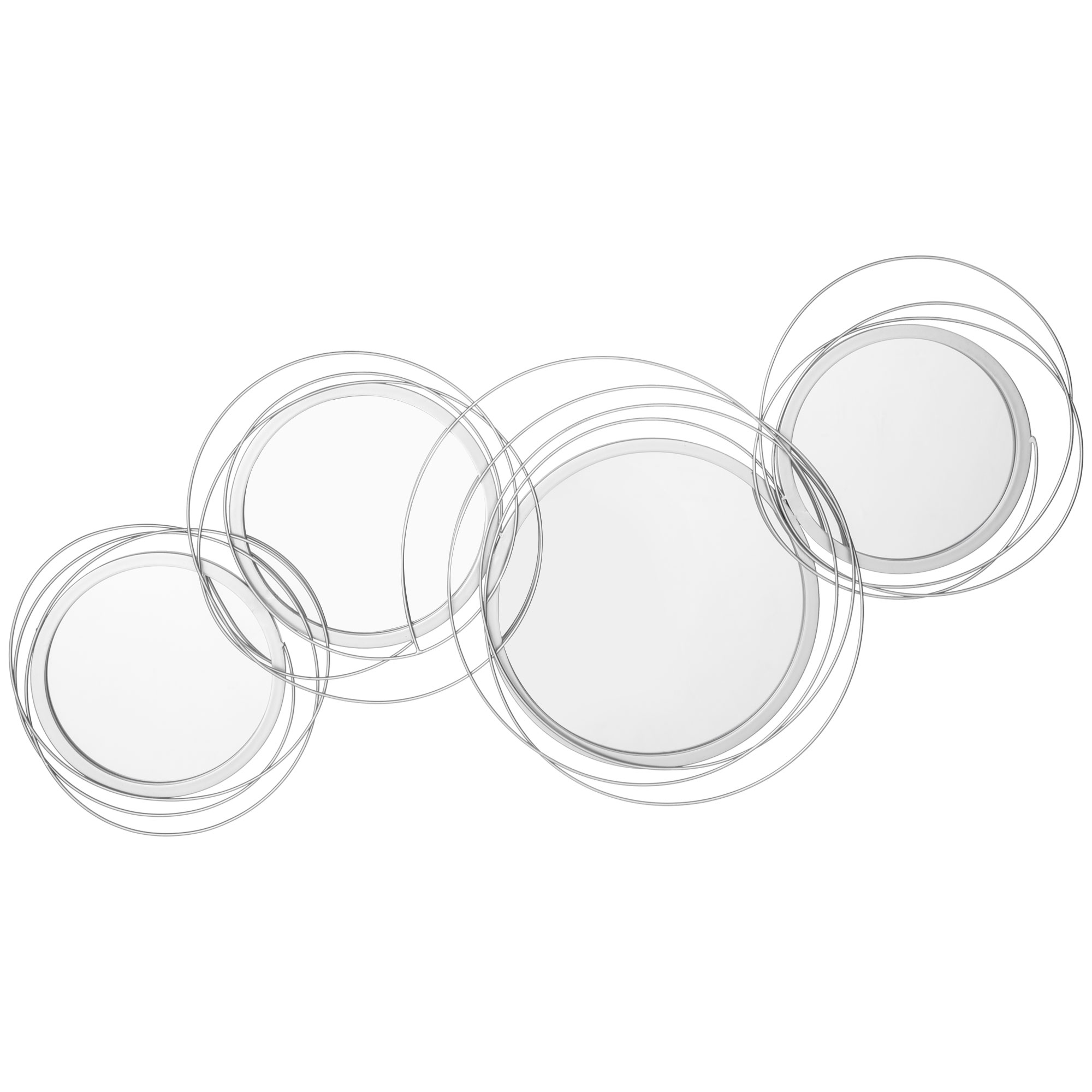 Metal Wall Art Modern Decorative Mirror Decor Hanging Home Wall Sculptures for Living Room Bedroom Dining Room, Silver - Life Essentials