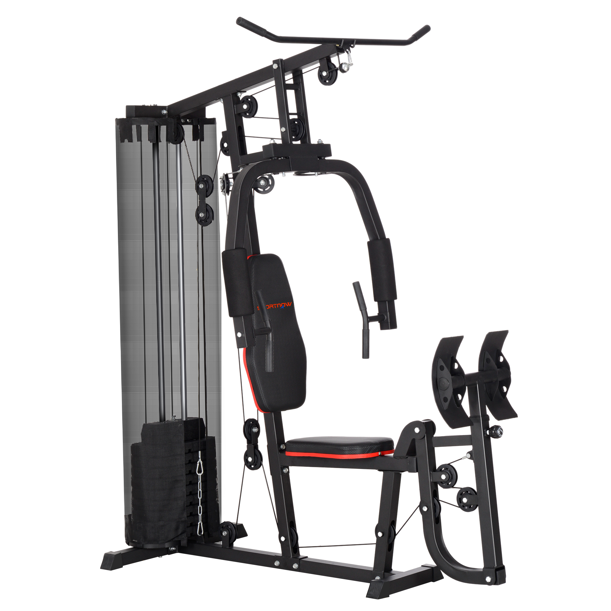 Weightlifting Machine - SPORTO Multi Gym with 45kg Weight Stack Black 160cm - Life Essentials