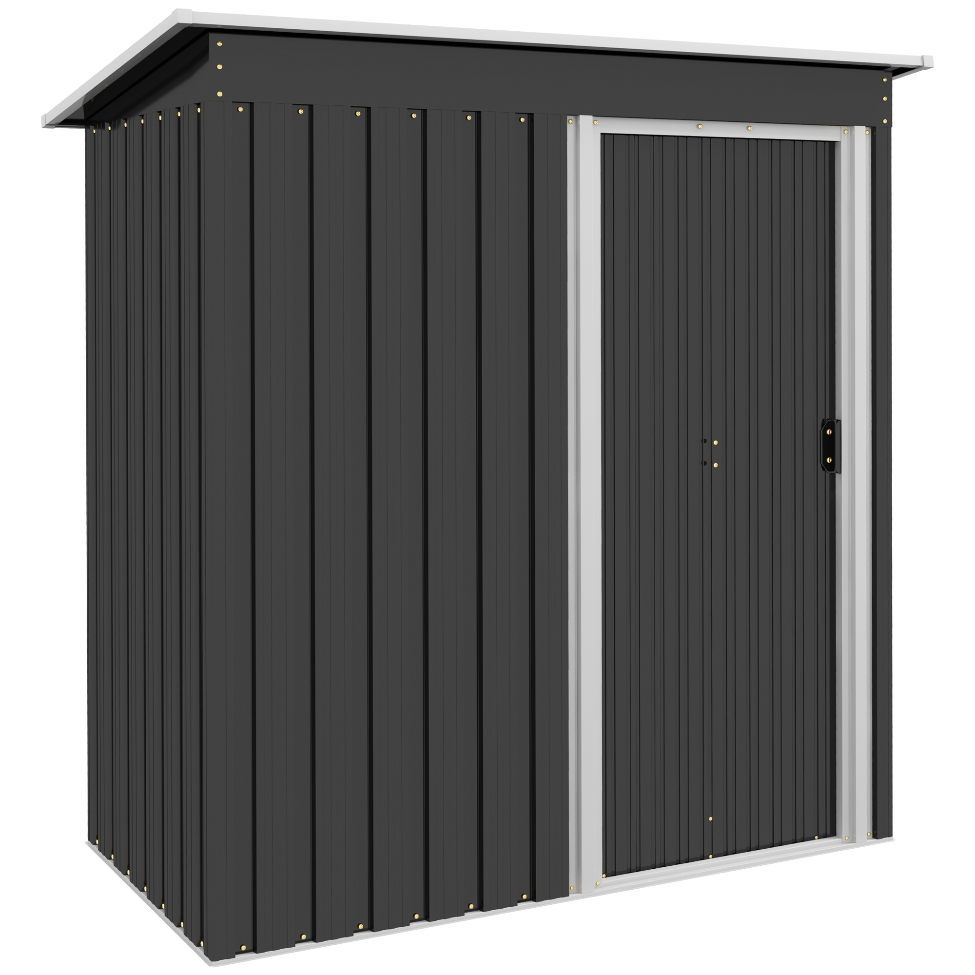 2 x 3ft Garden Storage Shed with Sliding Door and Sloped Roof Outdoor Equipment Tool Backyard, Black - Life Essentials
