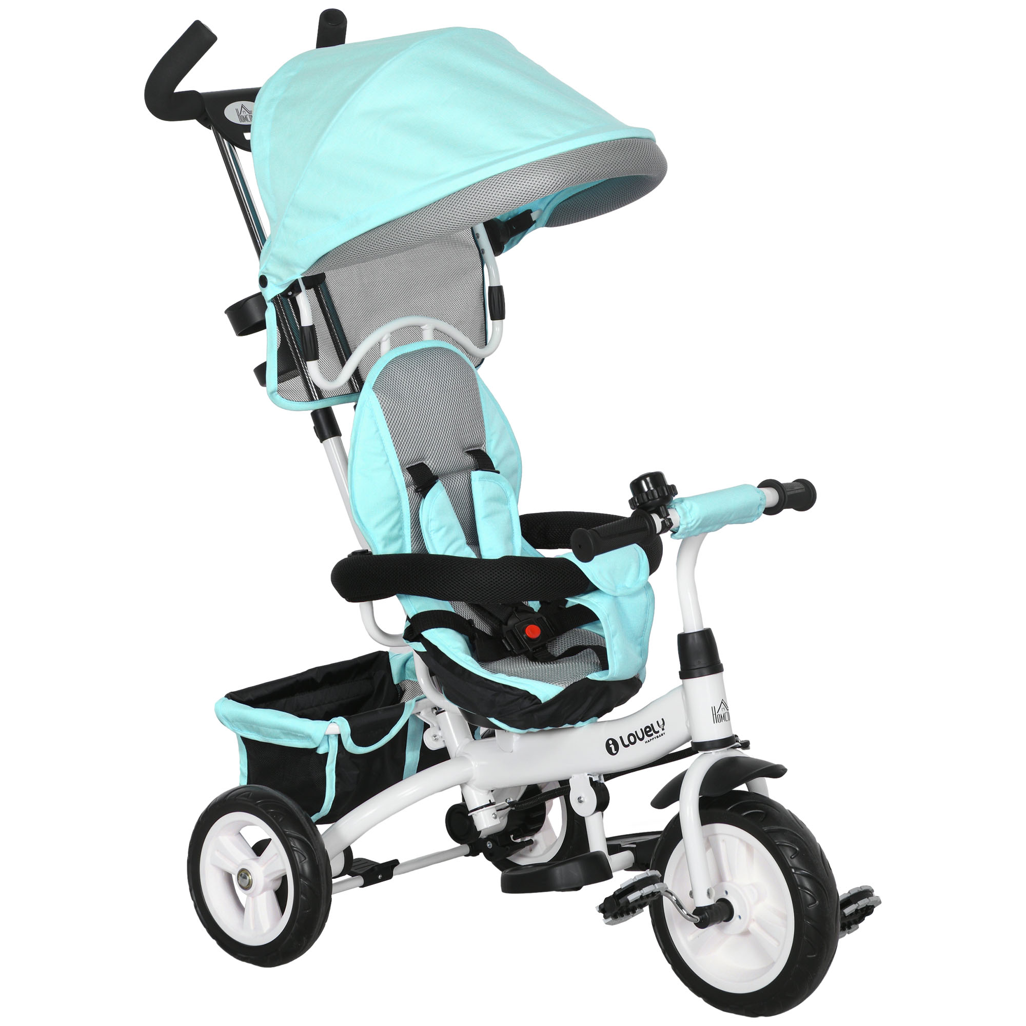 Scott 6 in 1 Kids Trike Push Bike with Push Handle and Canopy - Green - Life Essentials