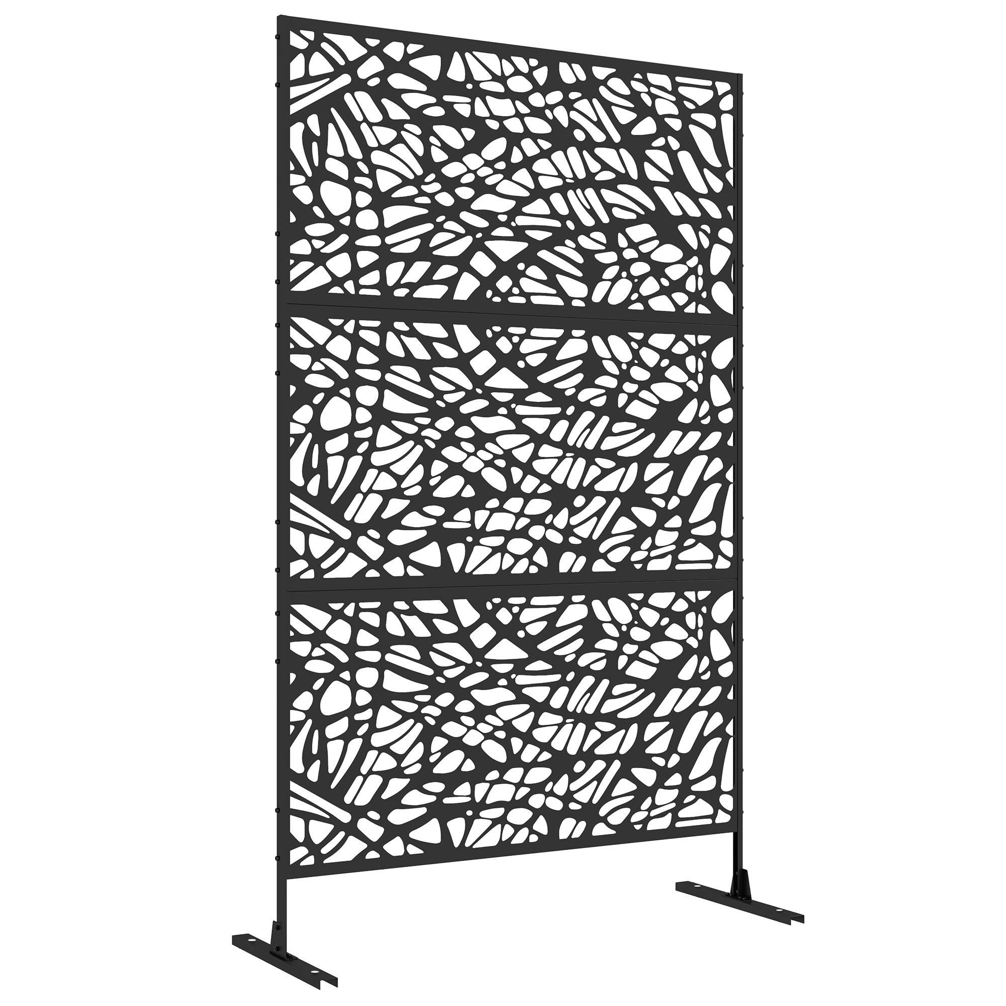 Metal Decorative Privacy Screen Outdoor Divider, Black Twisted Lines - Life Essentials