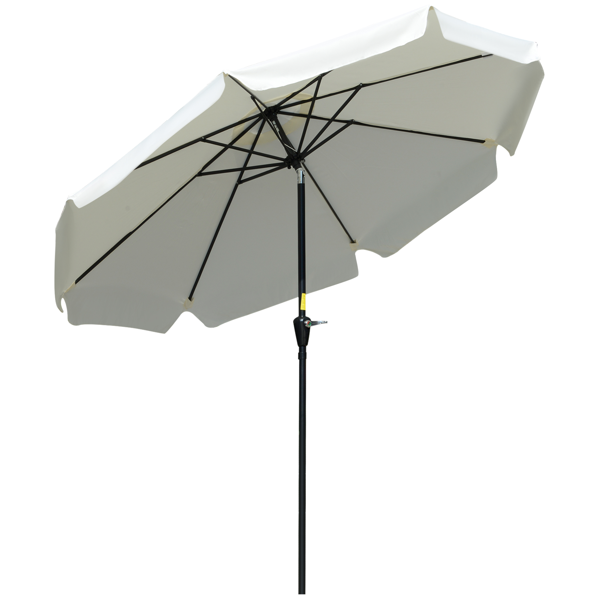 2.66m Patio Umbrella Garden Parasol Outdoor Sun Shade Table Umbrella with Ruffles, 8 Sturdy Ribs, Cream White - Life Essentials