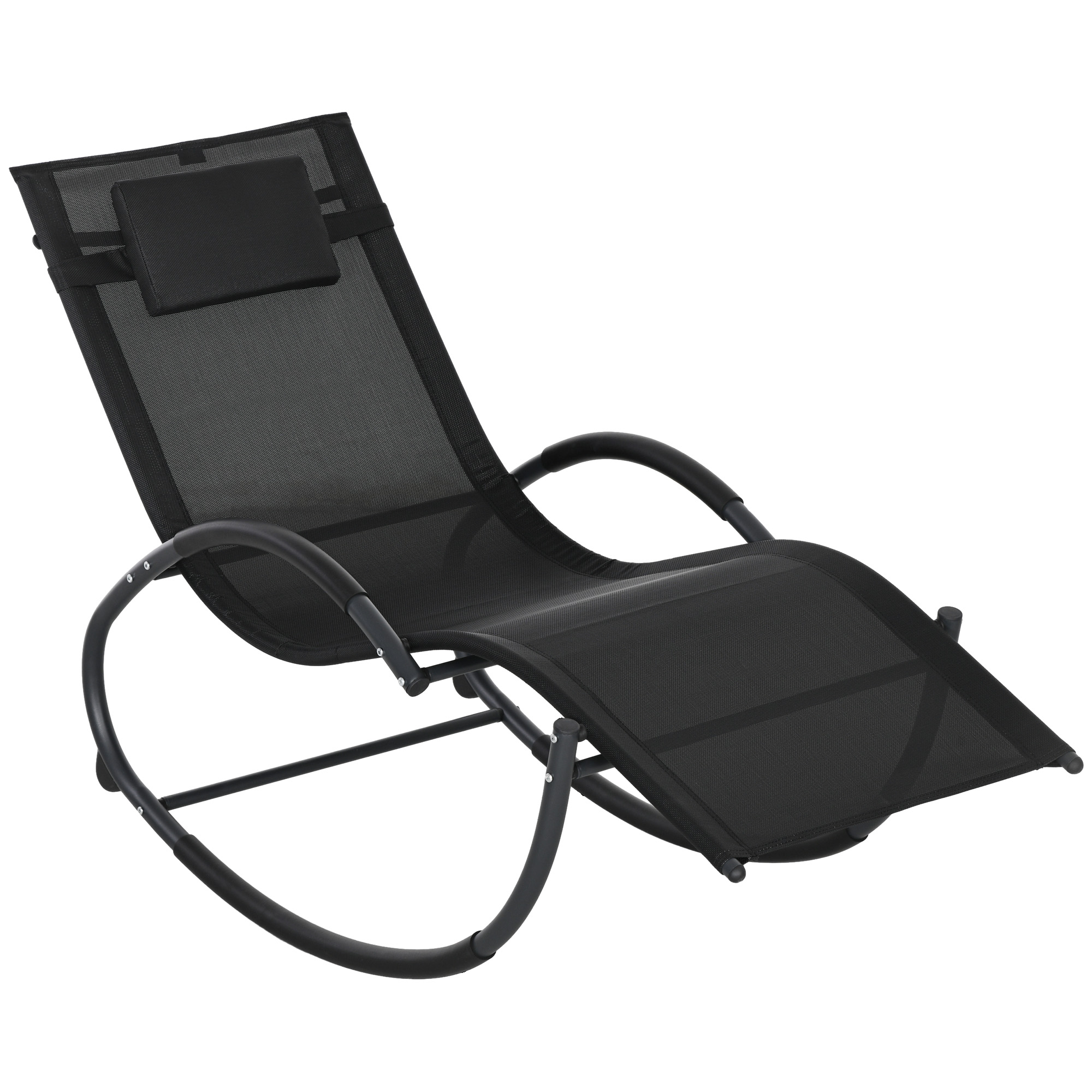 Jones Texteline Patio Rocking Lounge Chair Zero Gravity - Black - Life Essentials