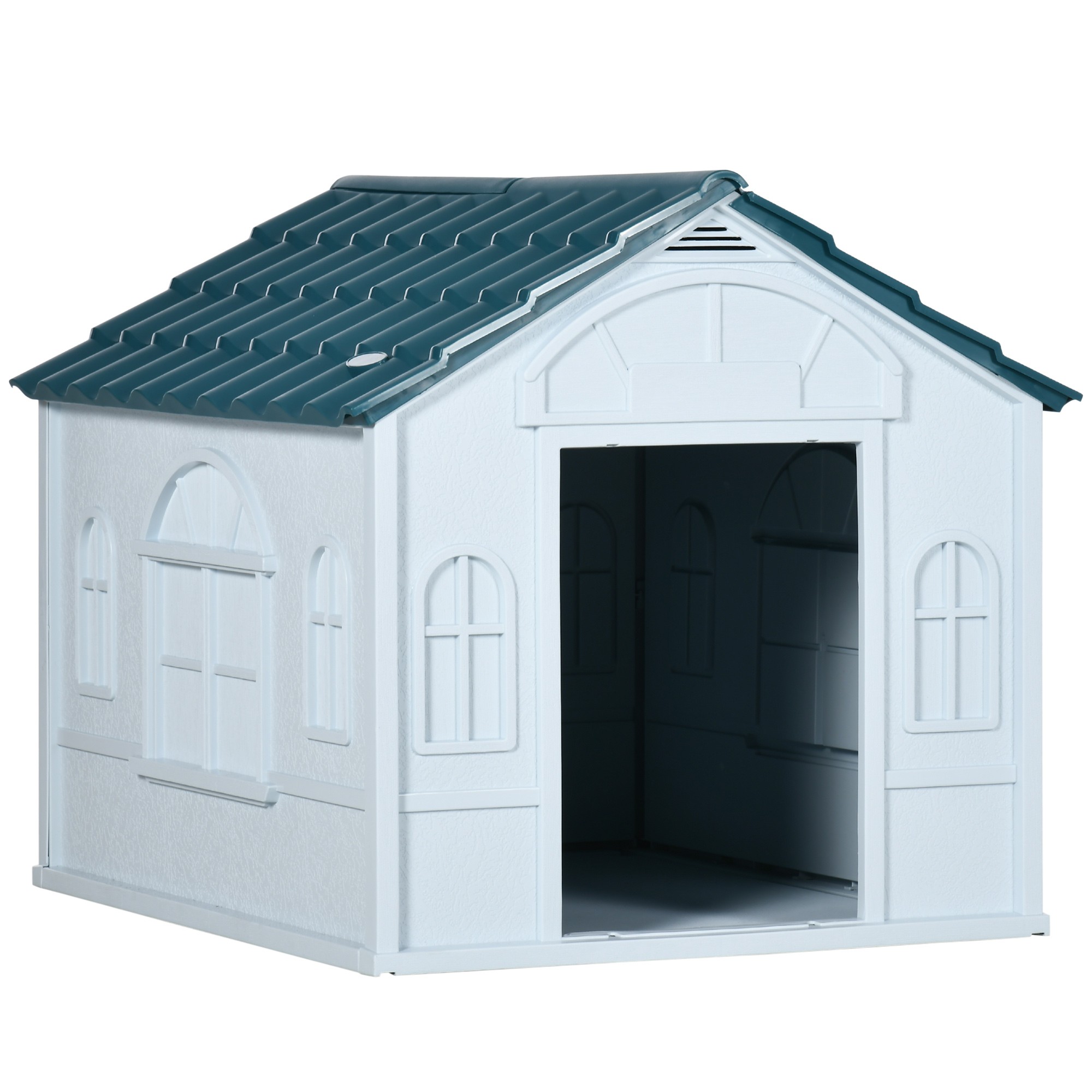 Plastic Weatherproof Dog House, Blue - Life Essentials