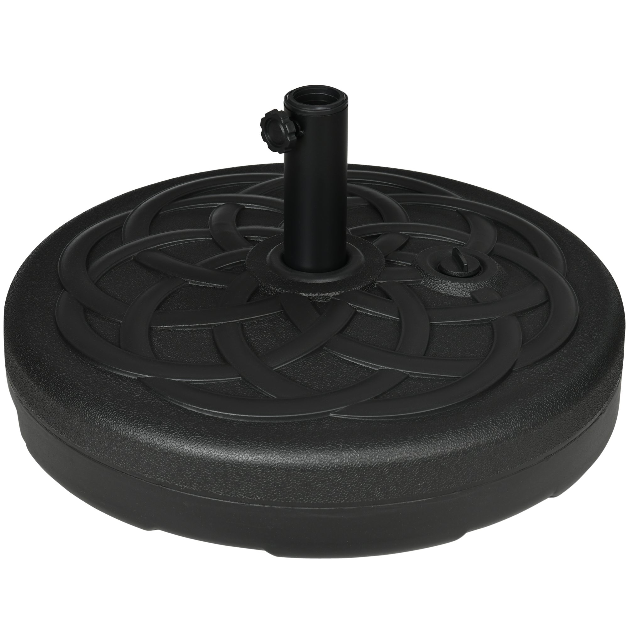 Garden Parasol Base Holder, Outdoor Market Umbrella Stand Weight with Built-In Handle, 25kg Water or 35kg Sand Filled, Black - Life Essentials