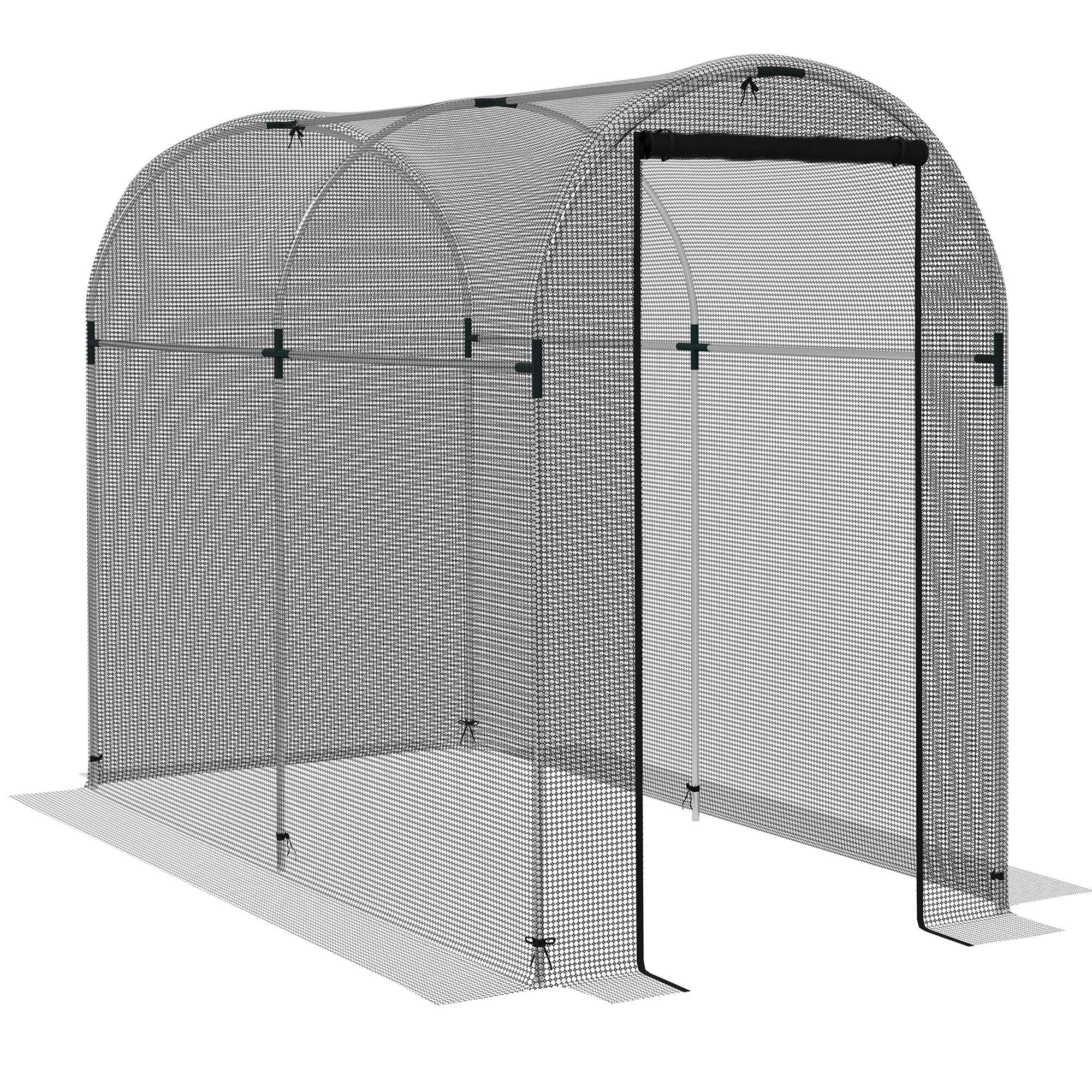 Galvanised Steel Fruit Cage, Plant Protection Tent with Zipped Door, 1.2 x 2.4 x 1.9m, Black - Life Essentials