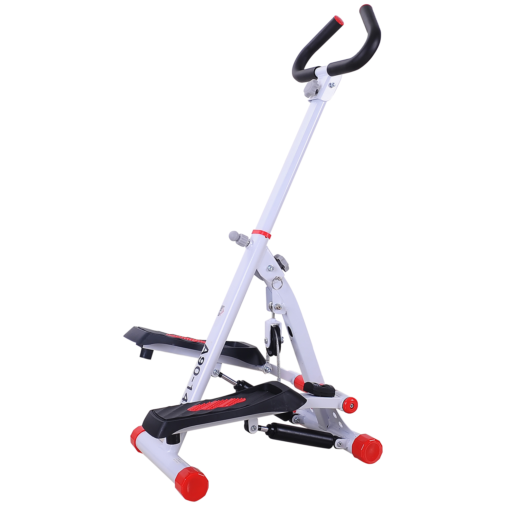 Foldable Stepper with Handle Hand Grip Workout Fitness Machine Sport Exercise Gym Bar Cardio Steel-White/Red Spinning - Life Essentials