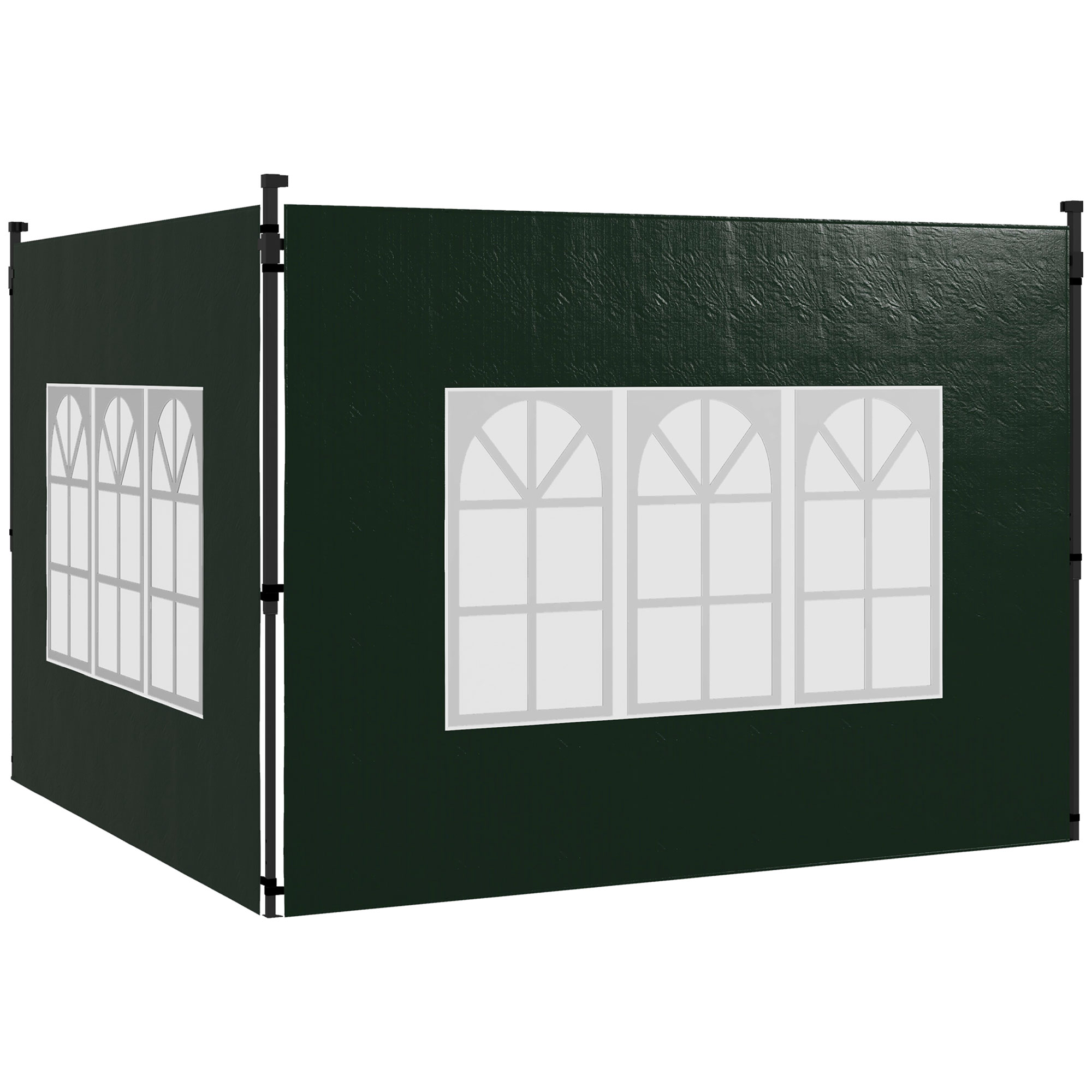 Gazebo Side Panels, Sides Replacement with Window for 3x3(m) or 3x6m Gazebo Canopy, 2 Pack, Green - Life Essentials
