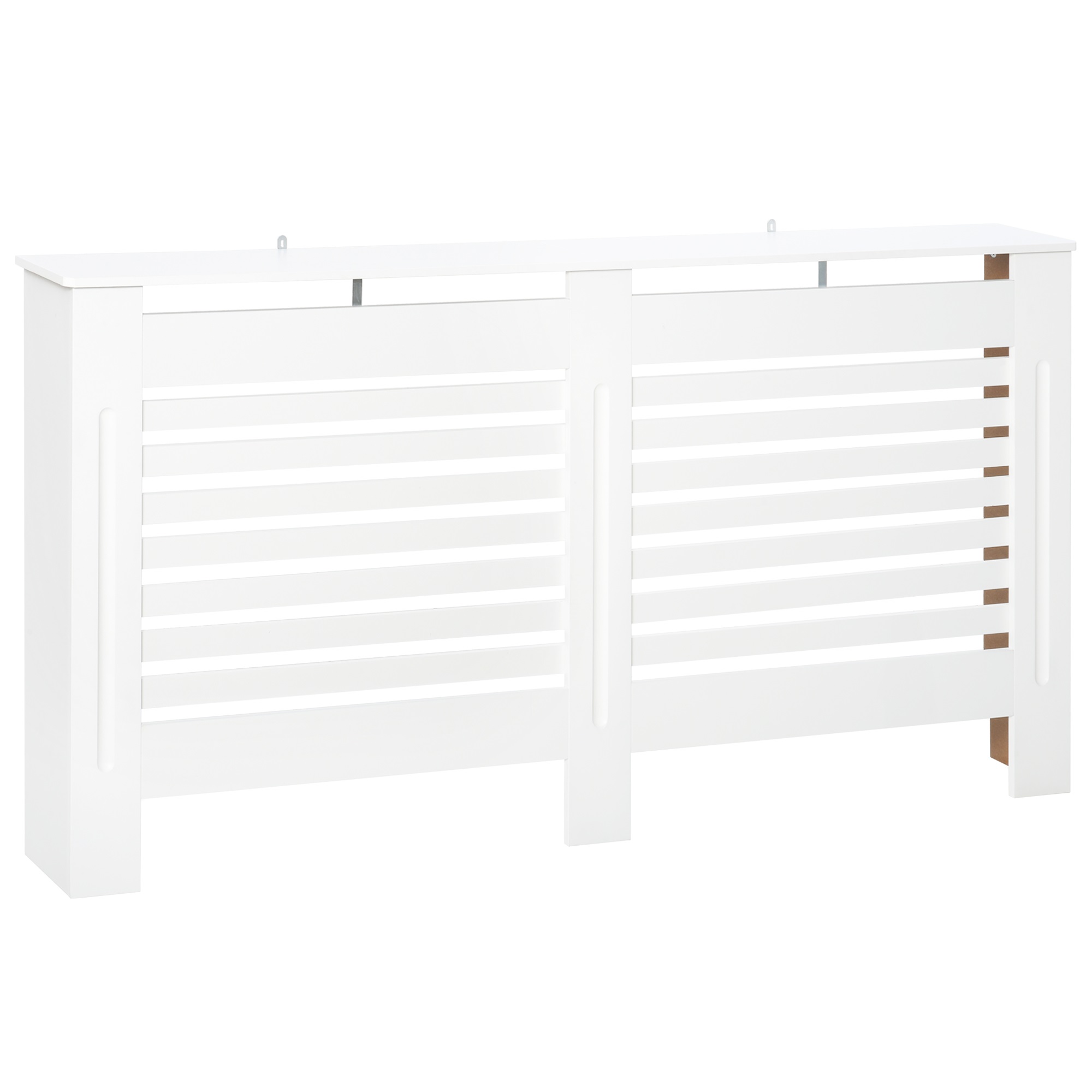 MDF White Painted Radiator Cover Slatted Cabinet Shelving Display Horizontal Style Modern Piece 172L x 19W x 81H cm - Life Essentials