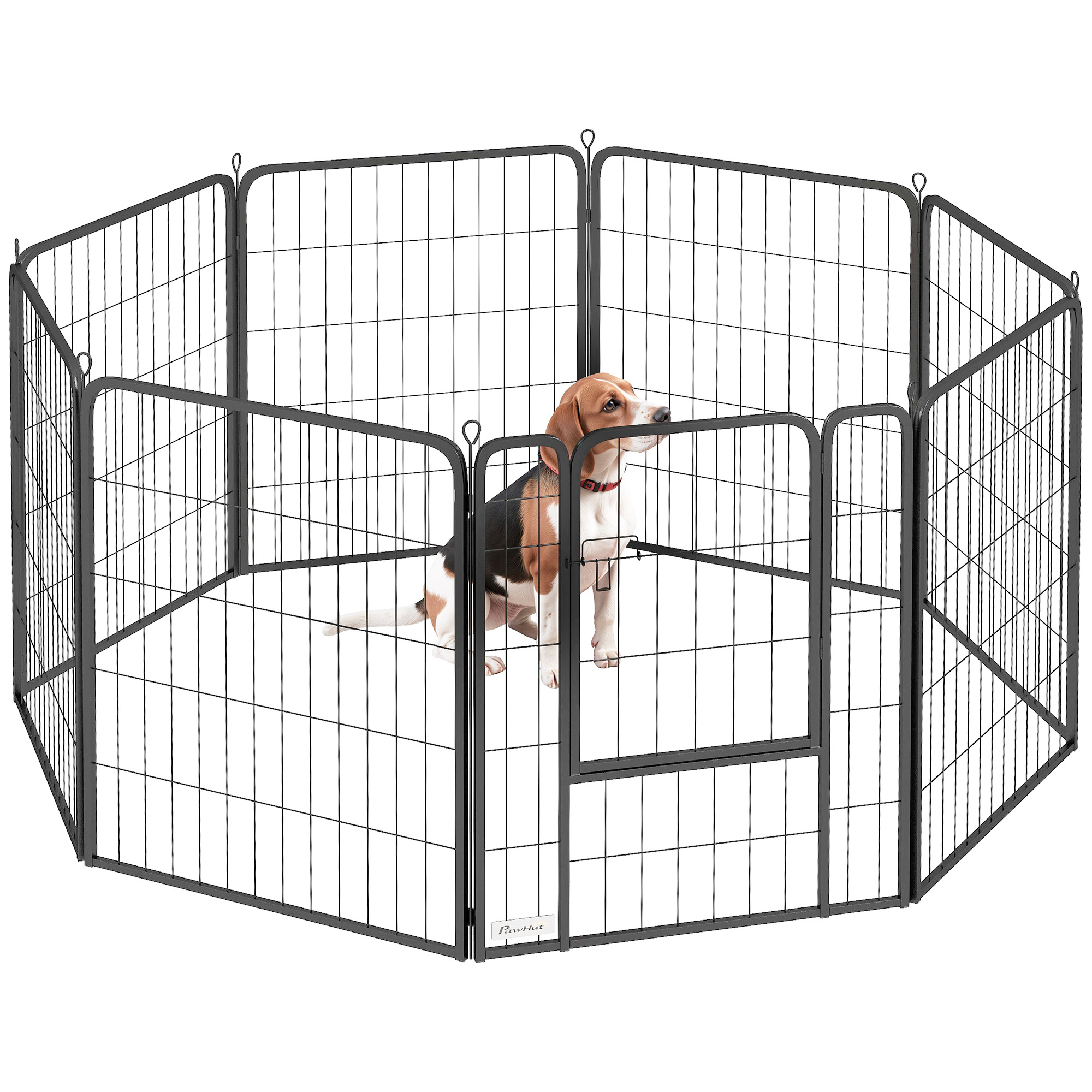PAWSTER 8 Panels Heavy Duty Dog Playpen with Door Indoor Outdoor, for Medium Dogs, 80cm High - Life Essentials