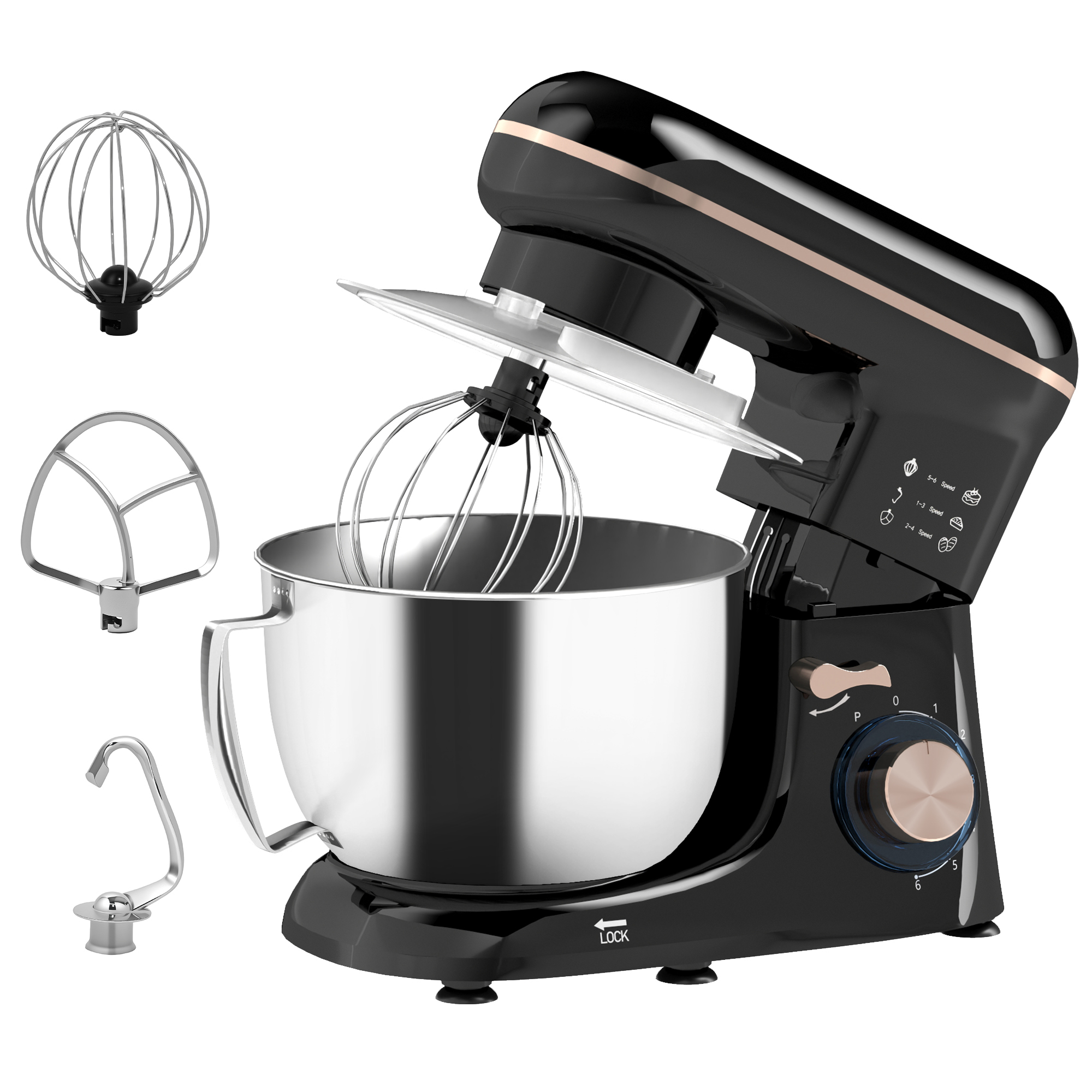 HERON 1300W Kitchen Stand Mixer, with Accessories - Black - Life Essentials