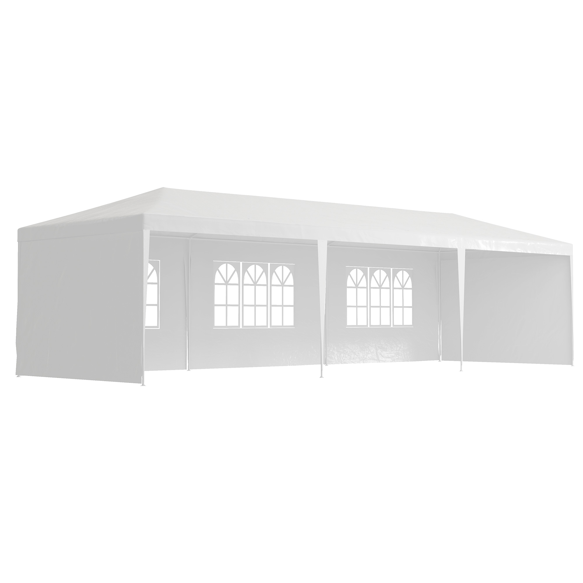 9 x 3m Garden Gazebo Marquee Party Wedding Tent Canopy - White - Life Essentials