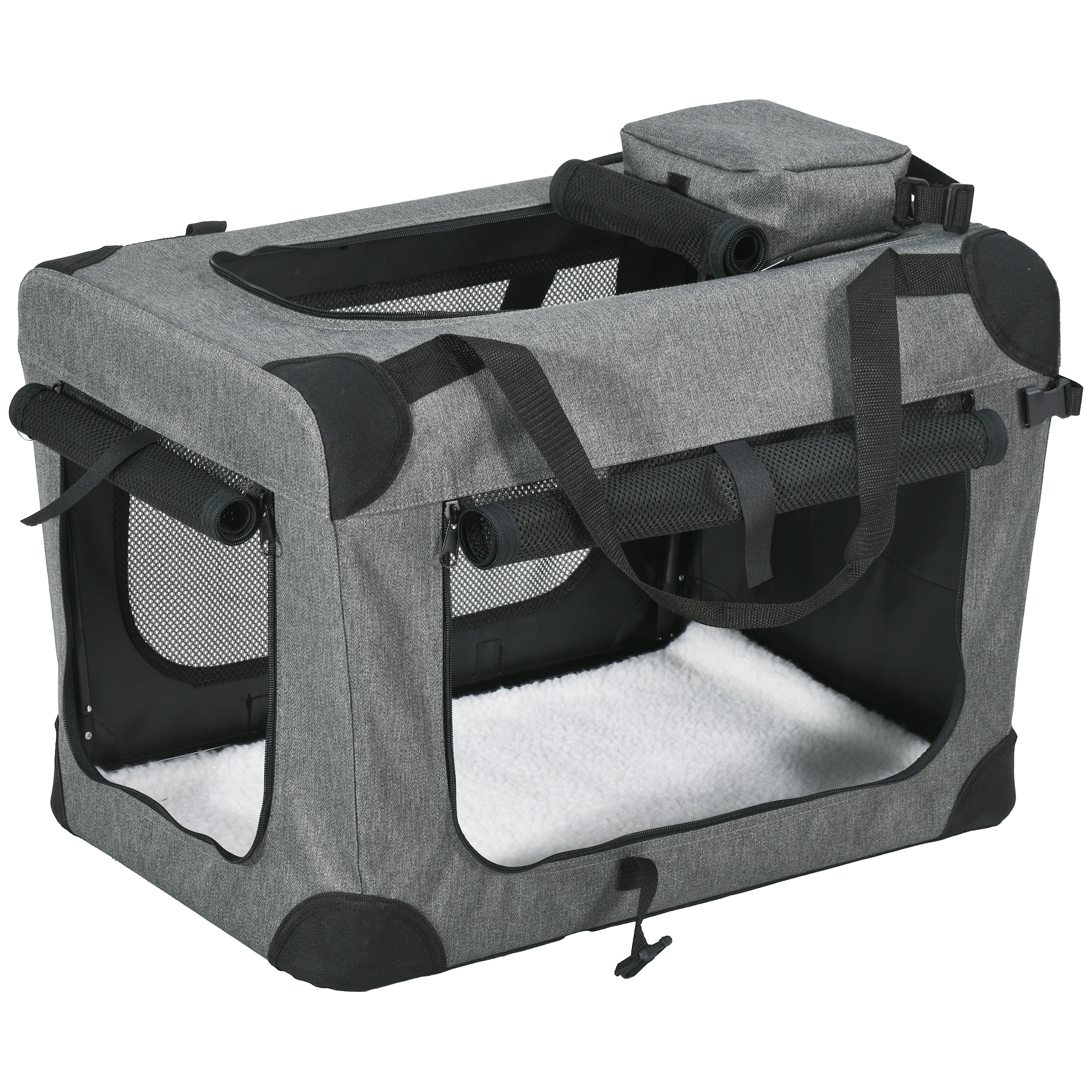 Oxford Fabric Folding Pet Carrier Bag Grey - Life Essentials