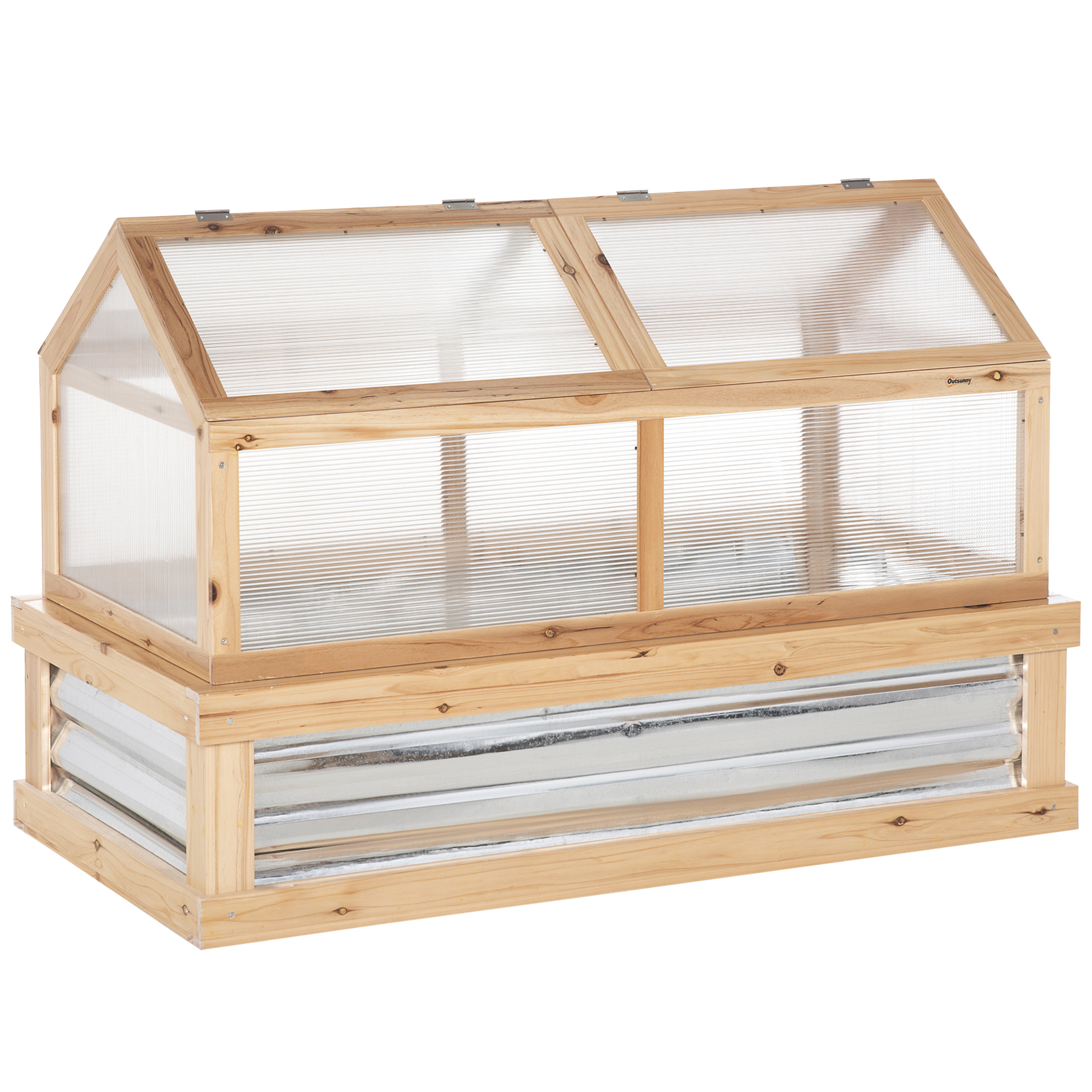 Raised Garden Bed with Greenhouse Top, Garden Wooden Cold Frame Greenhouse Flower Planter Protection, 122x 61 x 81.7cm, Natural - Life Essentials