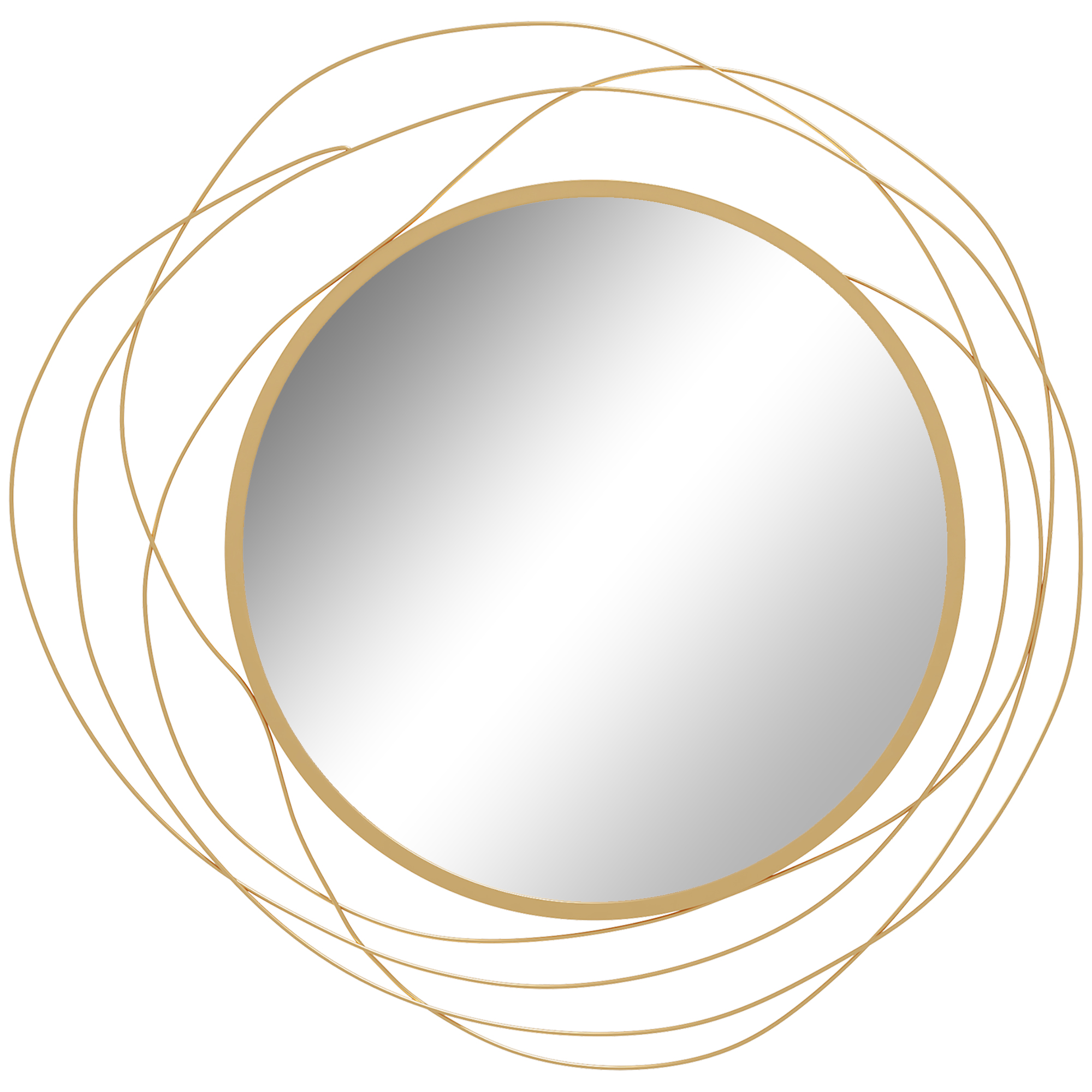 Scott Abstract Metal Wire Wall Mirror with Accessories - Gold - Life Essentials