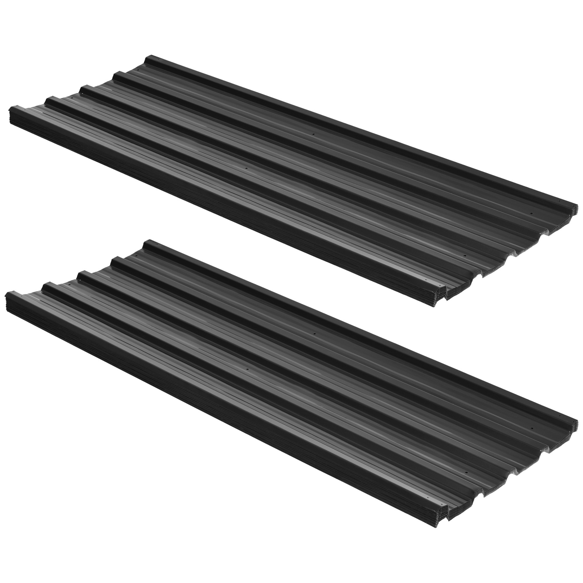 SUNVISTA Corrugated Roofing Sheets, Pack of 24, Galvanised Metal Roofing Sheets for Greenhouse, Garage, Storage Shed, Carport, 129 x 45cm, Dark Grey -