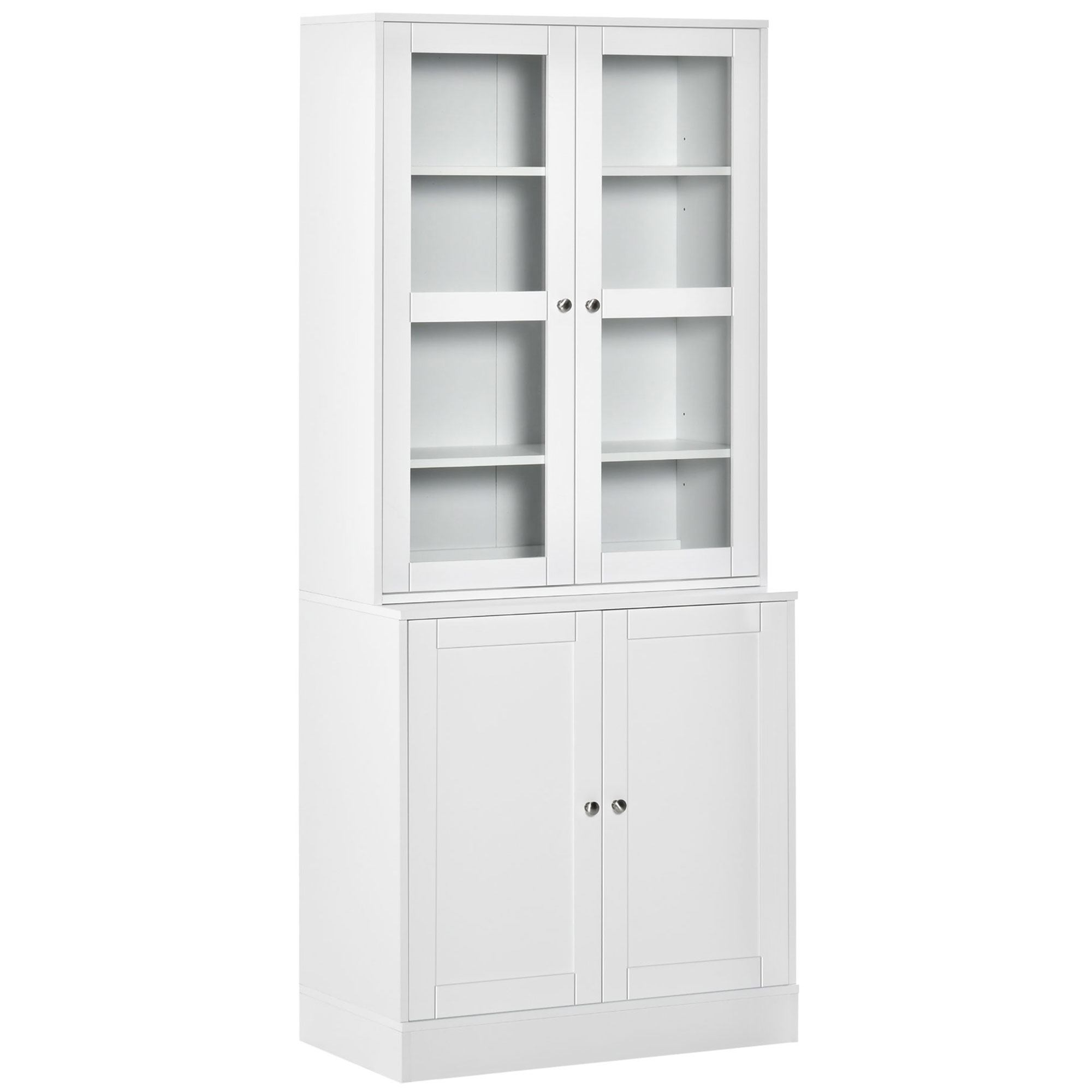 Modern Bookcase with Doors, Display Storage Cabinet with Adjustable Shelves for Living Room, Study, Office, White - Life Essentials