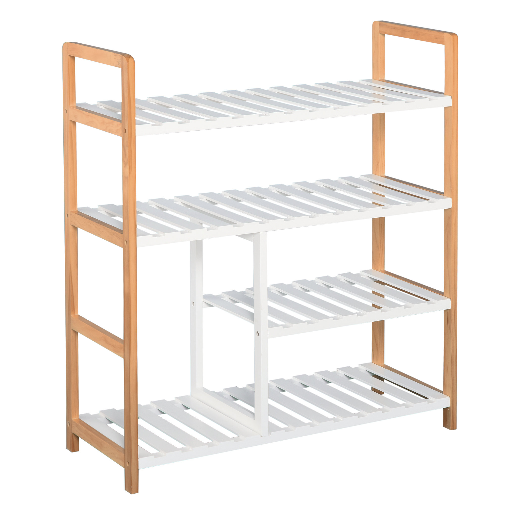 4 Tier Shoe Racks Storage Stand Shelf Organizer Wood Frame 78 x 68 x 26 cm Hallway Furniture - Life Essentials