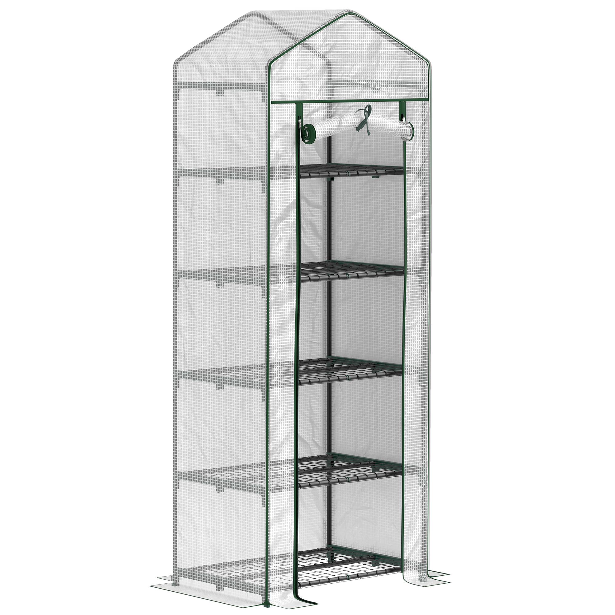 SUNVISTA 193cm Five Shelf Mini Greenhouse Dark Metal - White - Life Essentials