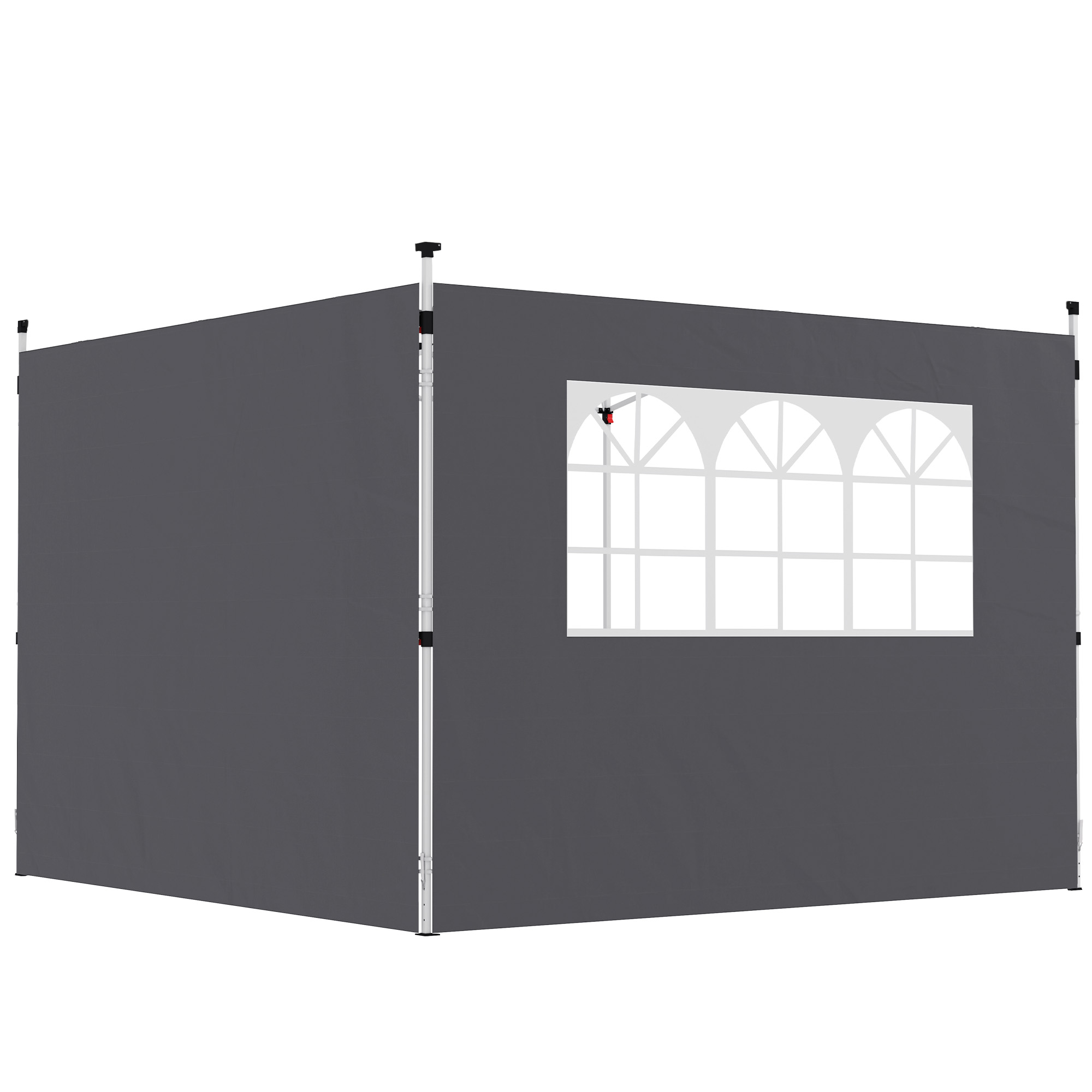 SUNVISTA 3 Meters Gazebo Replaceable Exchangeable Side Panel Wall Panels Walls With Window, Dark Grey - Life Essentials