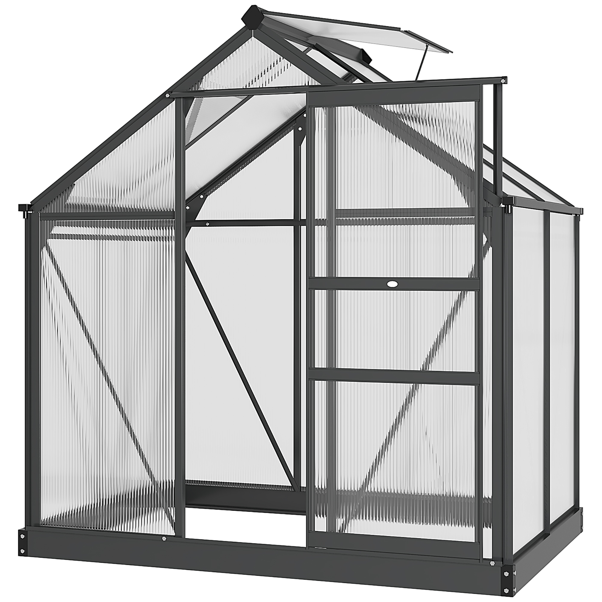 Clear Polycarbonate Greenhouse Large Walk-In Green House Garden Plants Grow Galvanized Base Aluminium Frame with Slide Door, 6 x 4ft - Life Essentials