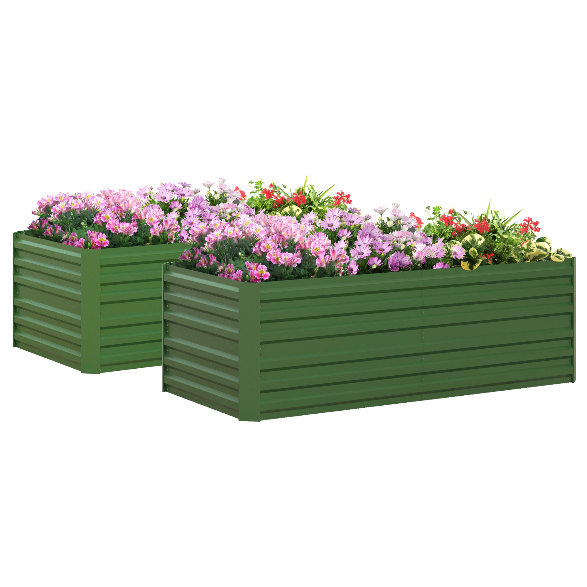 Jones Set of 2 Galvanised Steel Raised Beds for Garden - Grey - Life Essentials