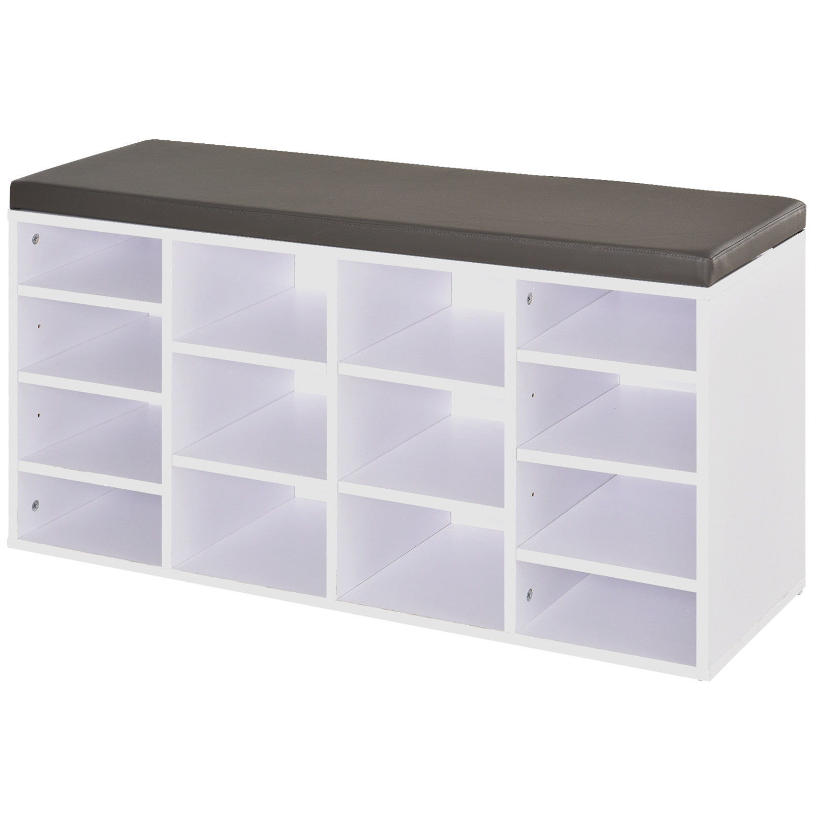 Multi-Storage Shoe Rack w/ 14 Compartments Cushion Moving Shelves Solid Frame Foot Pads Home Office Tidy Organisation Boots Trainers White - Life 