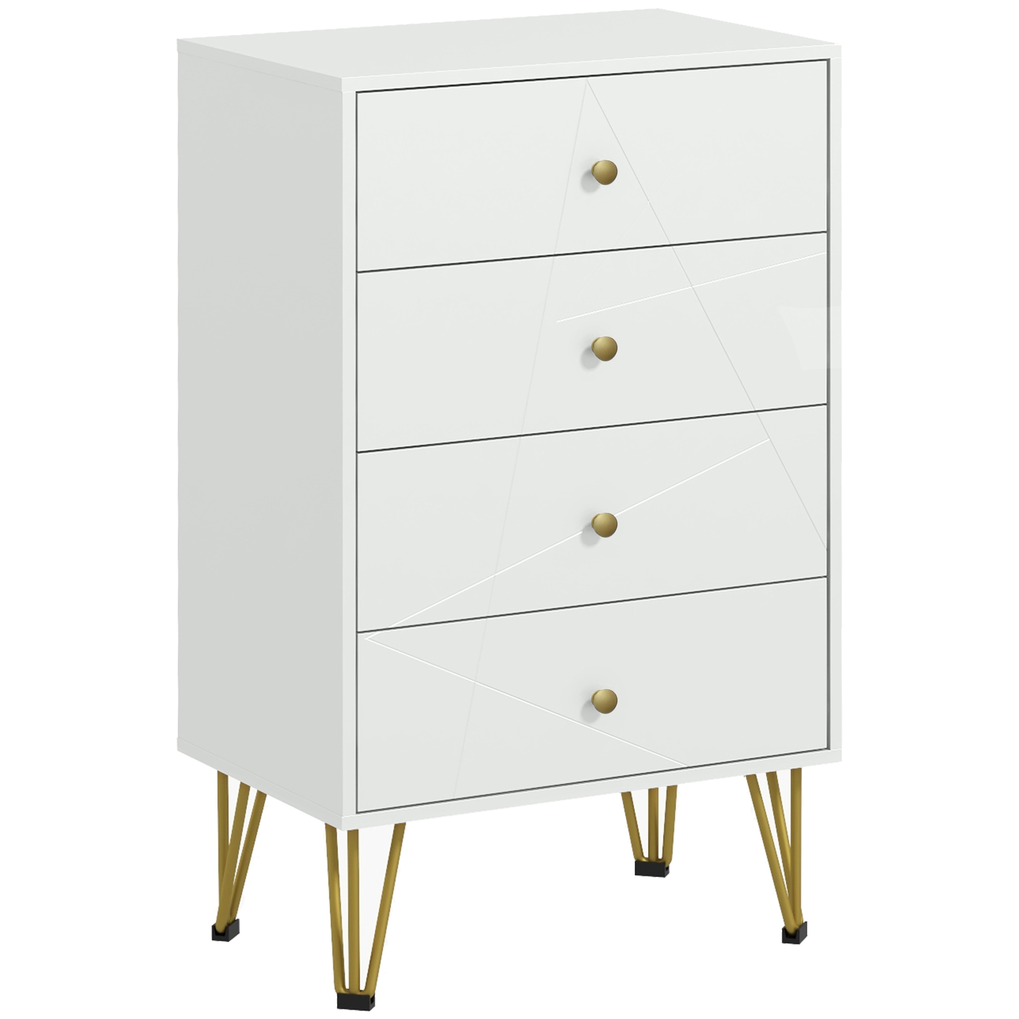 SPLENDOR White Chest of Drawers - Small-sized, 4 Drawers - Life Essentials