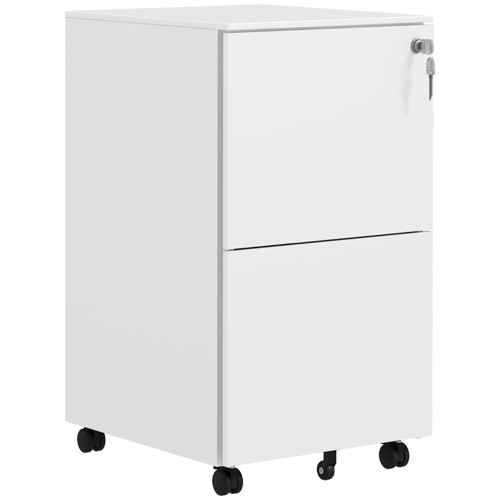 Vinsetto 2-Drawer Filing Cabinet with Lock Adjustable Bar - White - Life Essentials