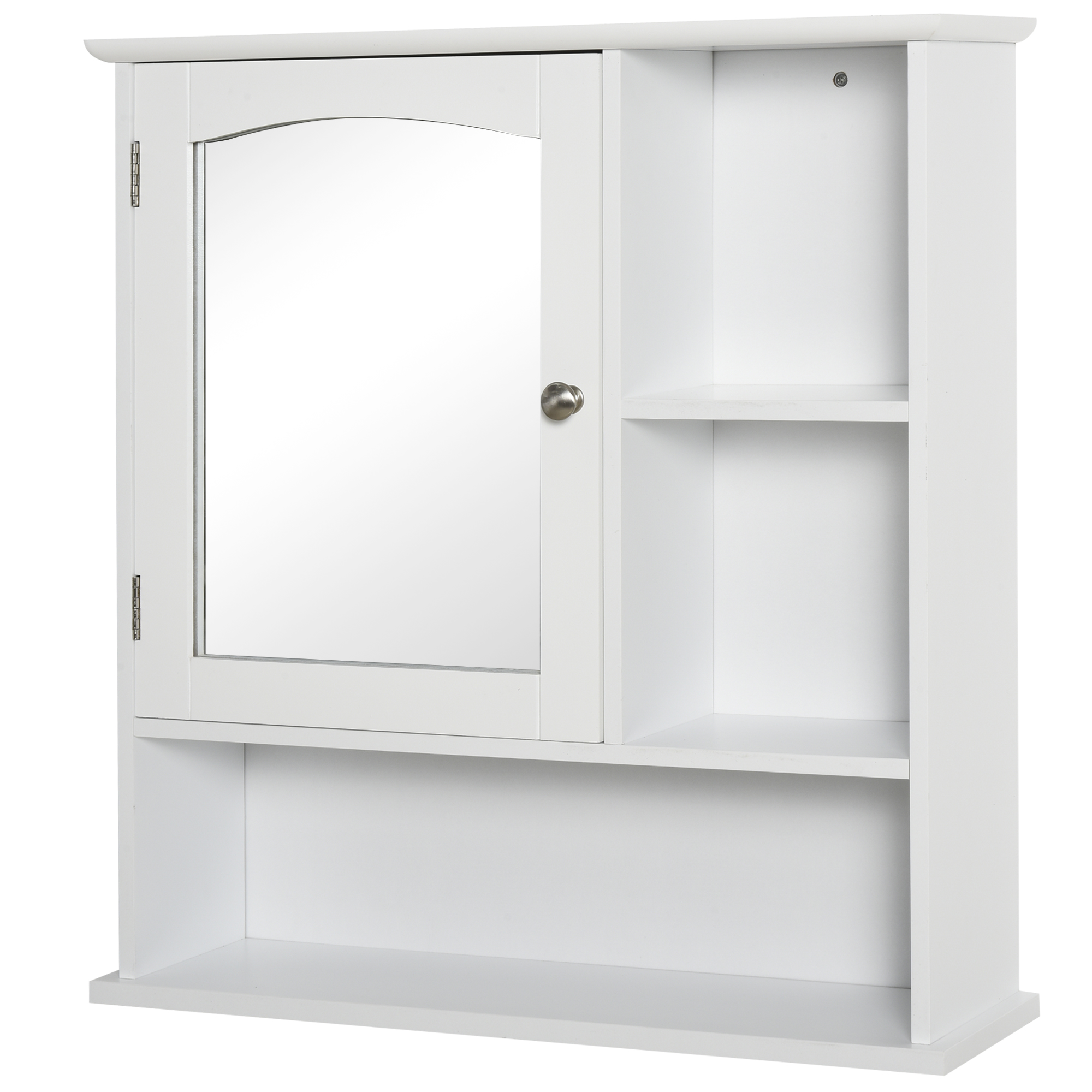 Bathroom Cabinet, Wall Mount Storage Organizer with Mirror, Adjustable Shelf for Bathroom, Kitchen, Bedroom, White - Life Essentials