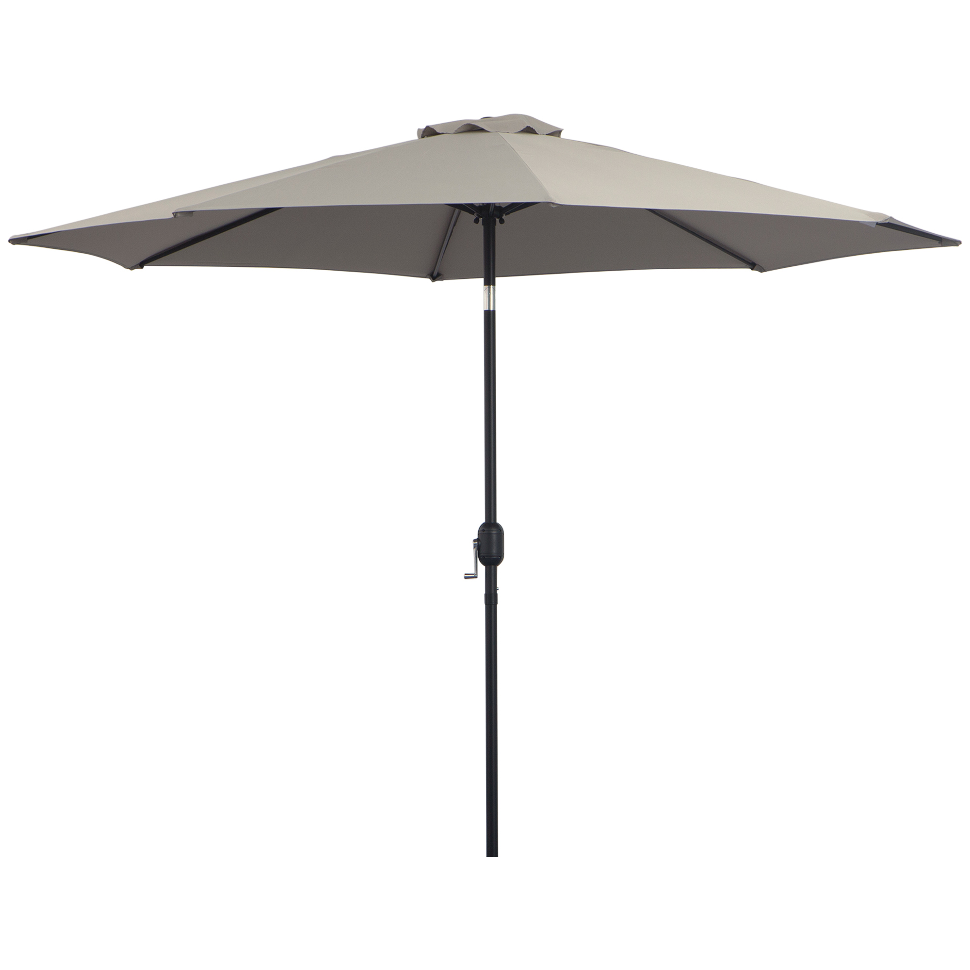 3M Tilting Parasol Garden Umbrellas, Outdoor Sun Shade with 8 Ribs, Tilt and Crank Handle for Balcony, Bench, Garden, Light Grey - Life Essentials