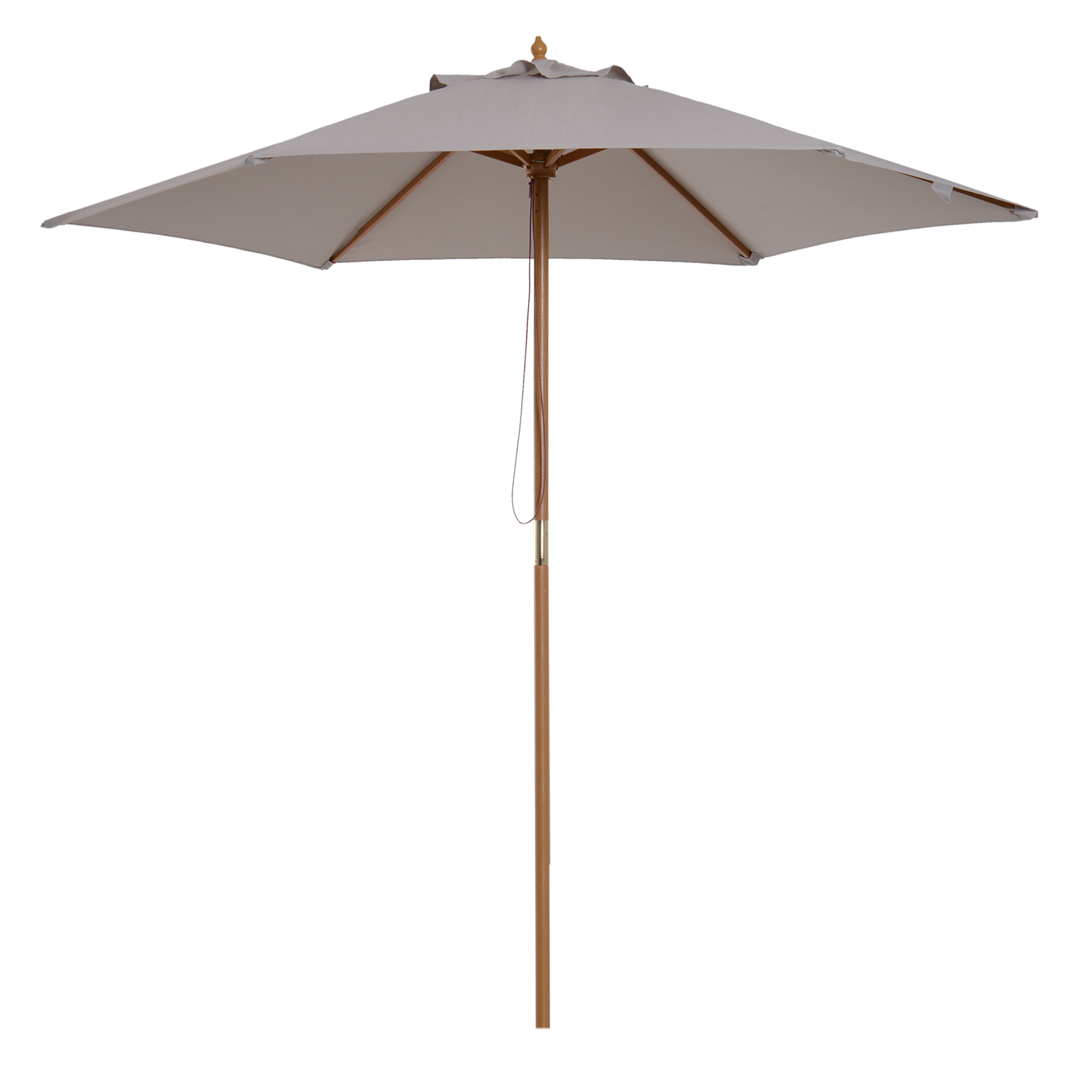 2.5m Wood Garden Parasol Sun Shade Patio Outdoor Wooden Umbrella Canopy Grey - Life Essentials