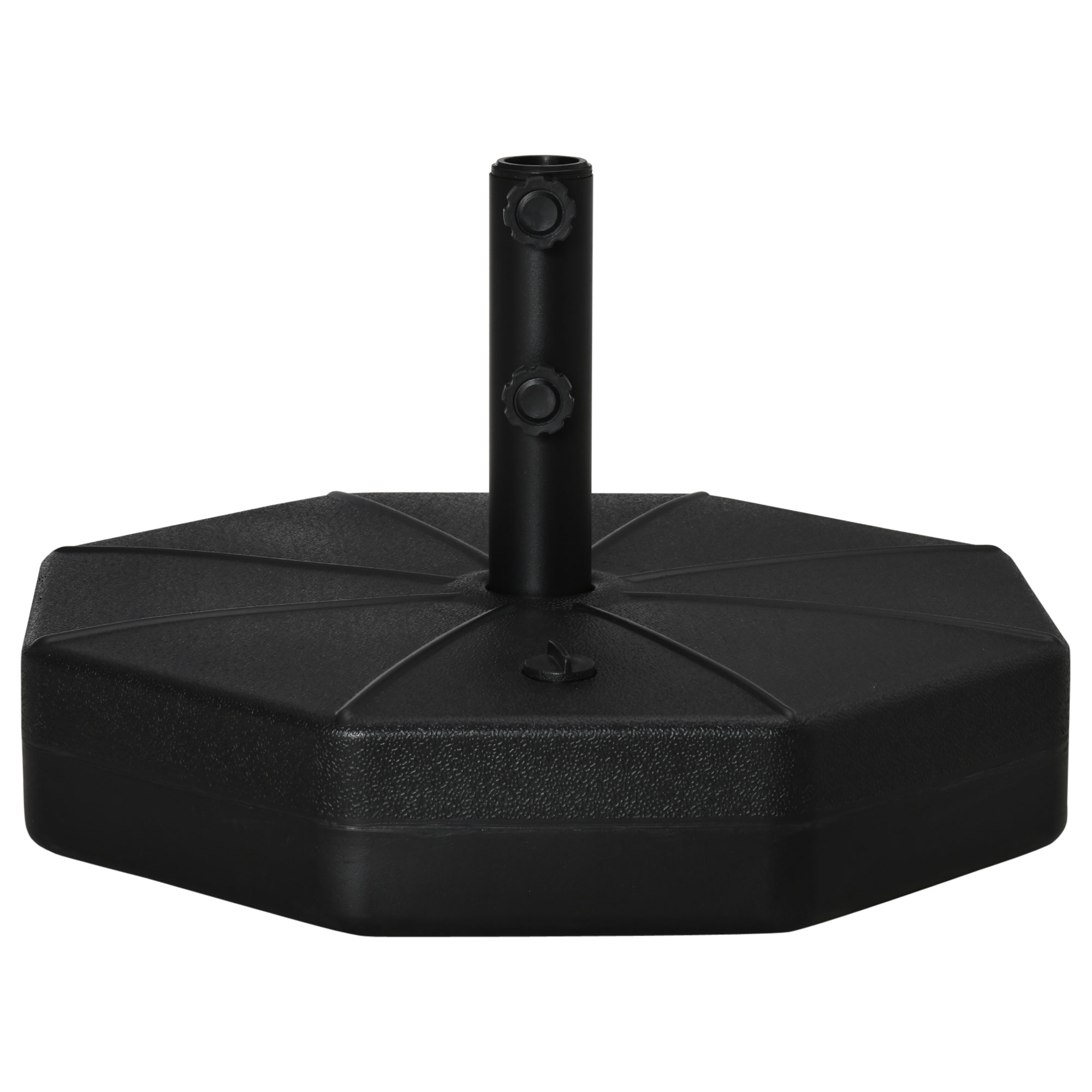 Octagonal Garden Parasol Base Holder Outdoor Market Umbrella Stand Weights, Up to 28kg Water Filled or 40kg Sand Filled, Black - Life Essentials