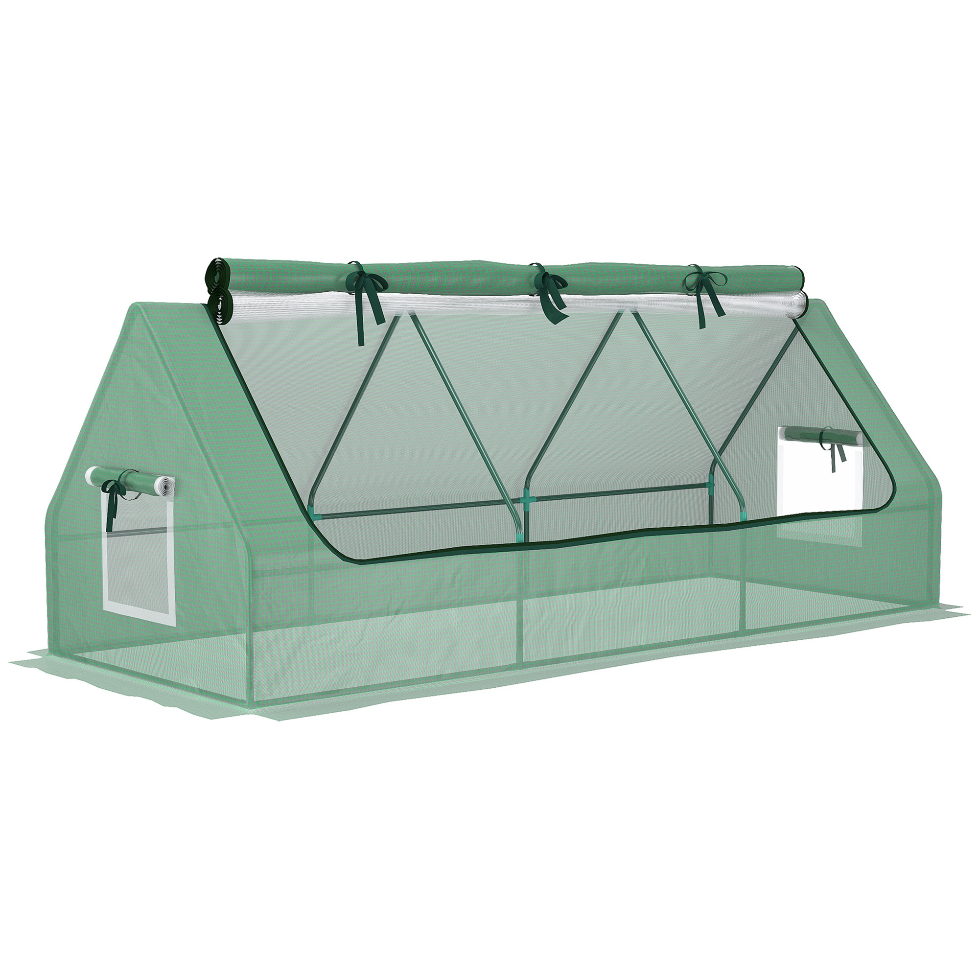 Portable Small Polytunnel with Mesh Windows for Indoor and Outdoor, 240x90x90cm, Green - Life Essentials